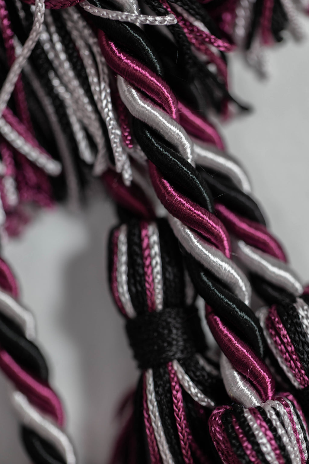 BLACK, BURGUNDY, SILVER GRADUATION CORD, HONOR CORD
