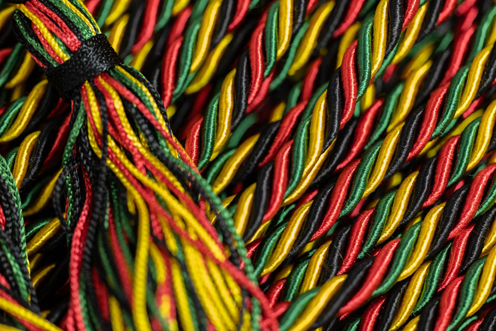 Kente Overcomer Color - Black, Gold, Green, Red Kente Graduation cord, Honor Cord, Twisted Cord