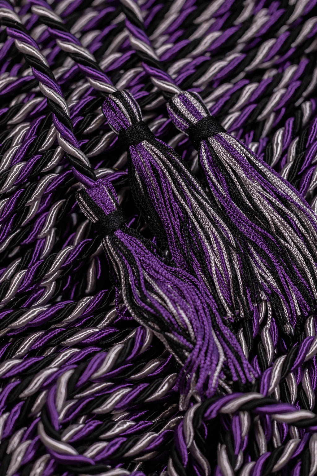 BLACK, PURPLE, SILVER GRADUATION CORD, HONOR CORD