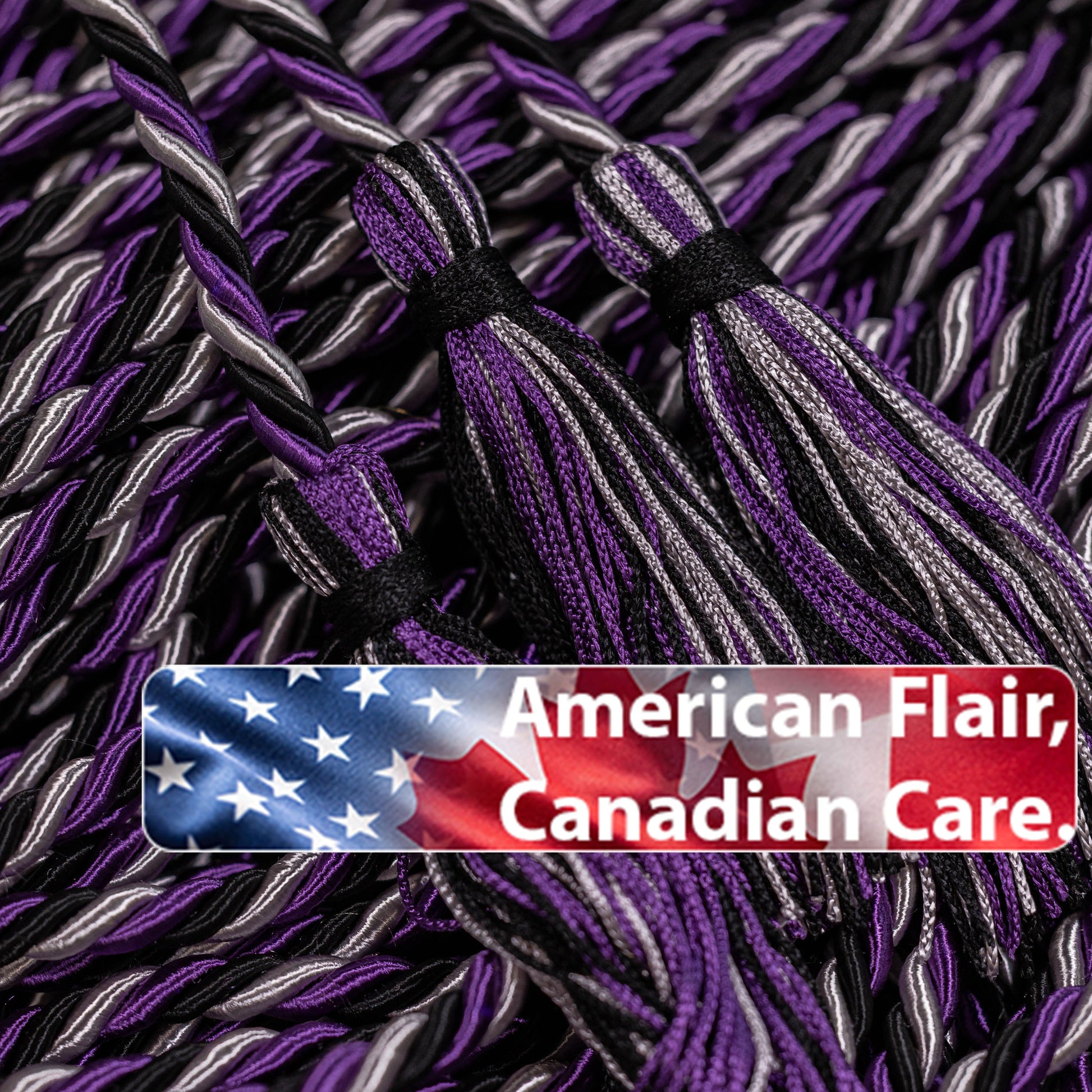BLACK, PURPLE, SILVER GRADUATION CORD, HONOR CORD