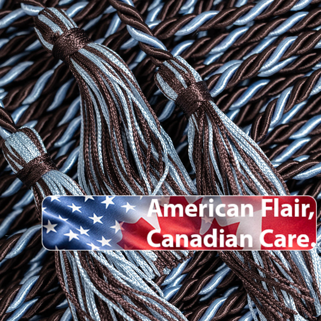 BROWN, BROWN, LIGHT BLUE GRADUATION CORD, HONOR CORD