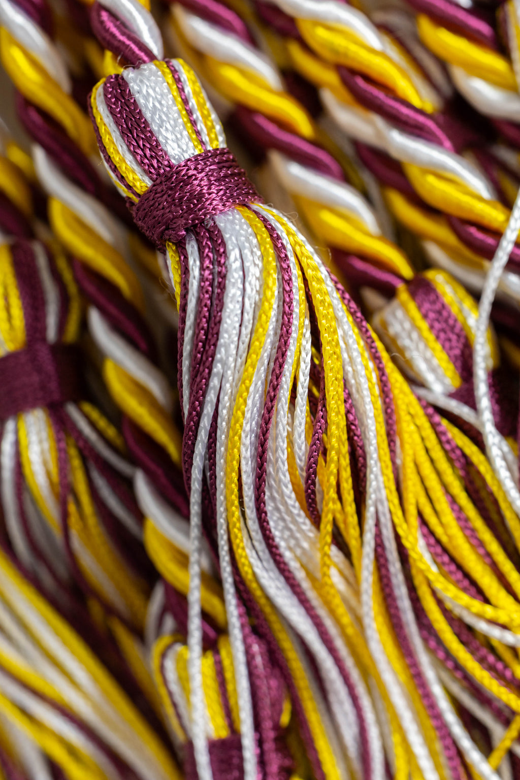BURGUNDY, GOLD, WHITE GRADUATION CORD, HONOR CORD