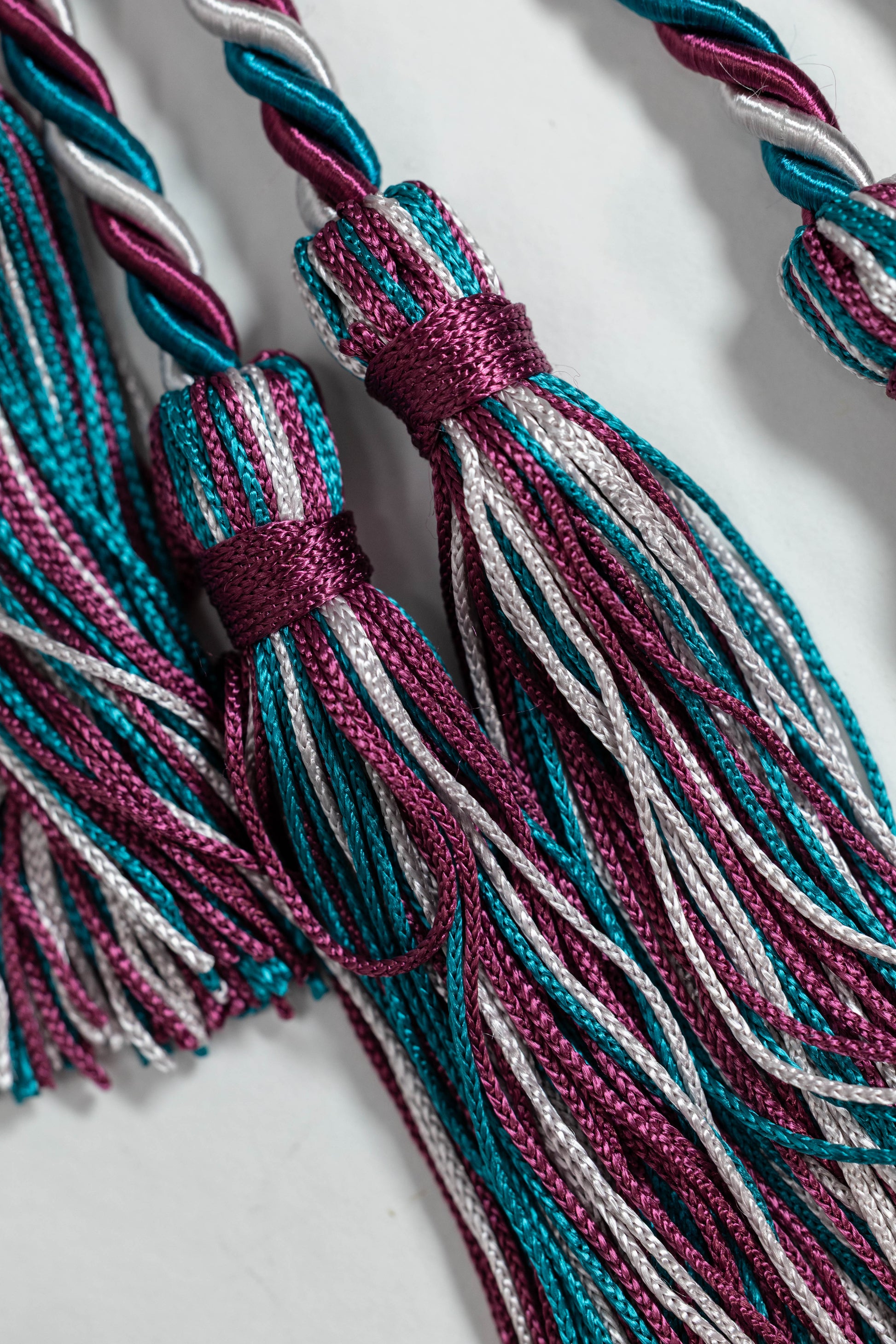 BURGUNDY, SILVER, TEAL GRADUATION CORD, HONOR CORD