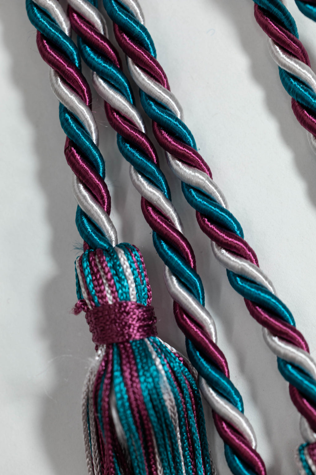 BURGUNDY, SILVER, TEAL GRADUATION CORD, HONOR CORD