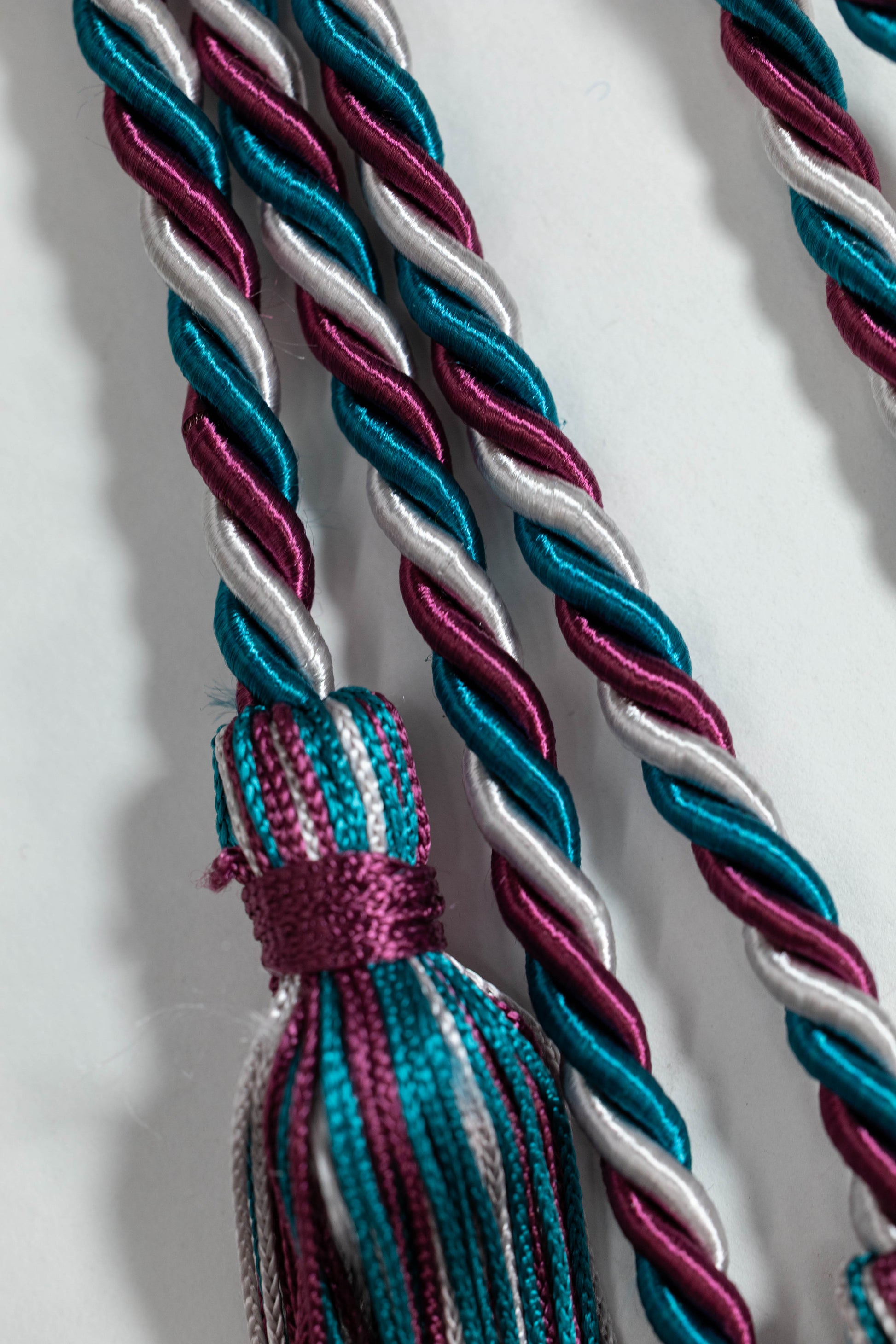 BURGUNDY, SILVER, TEAL GRADUATION CORD, HONOR CORD