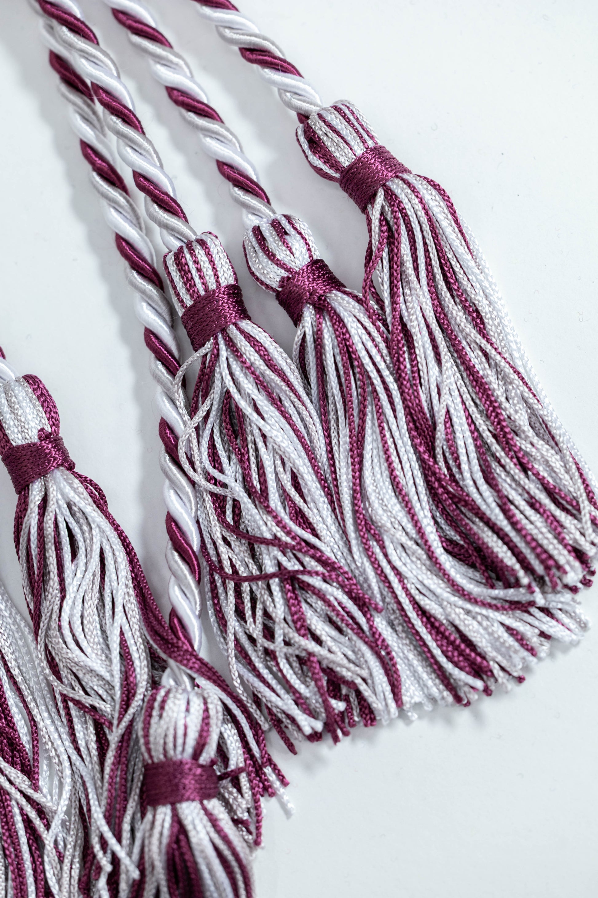 BURGUNDY, SILVER, WHITE GRADUATION CORD, HONOR CORD