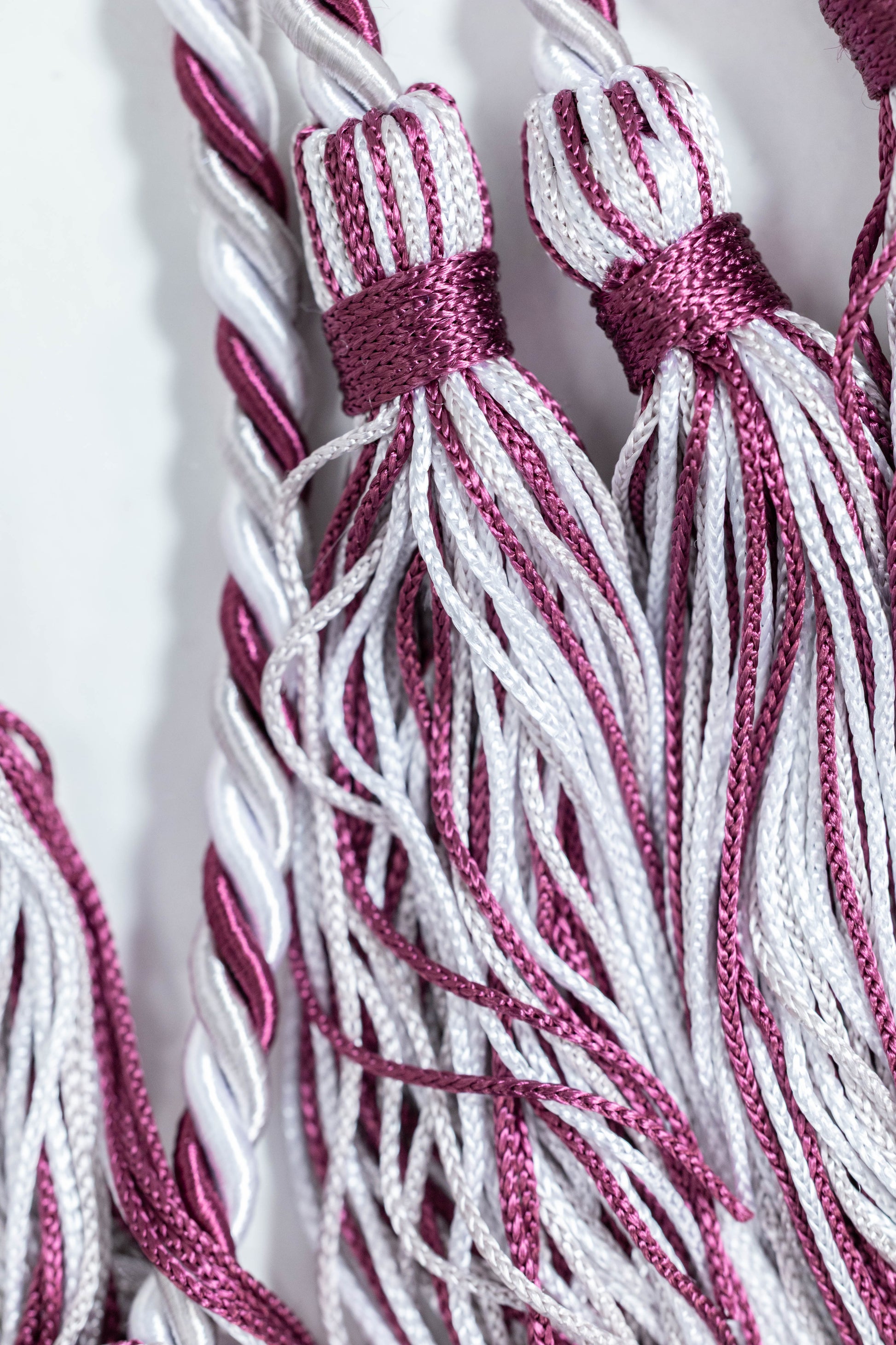 BURGUNDY, SILVER, WHITE GRADUATION CORD, HONOR CORD