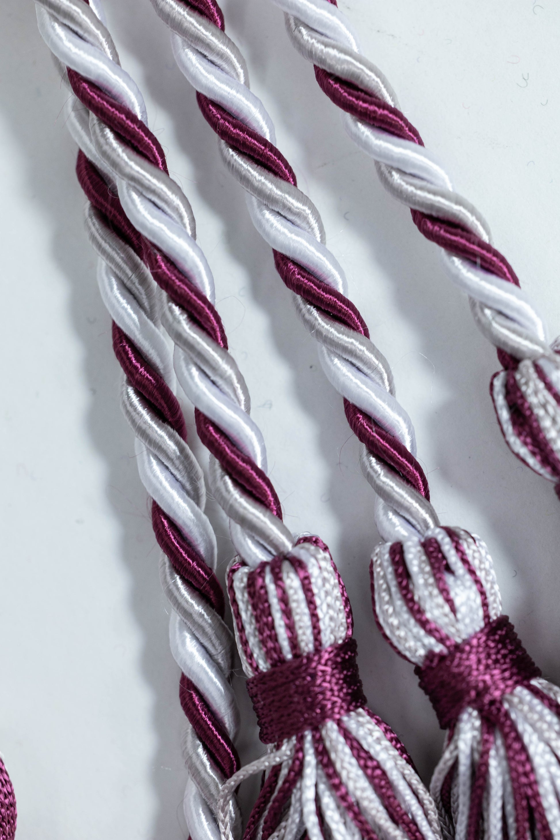 BURGUNDY, SILVER, WHITE GRADUATION CORD, HONOR CORD