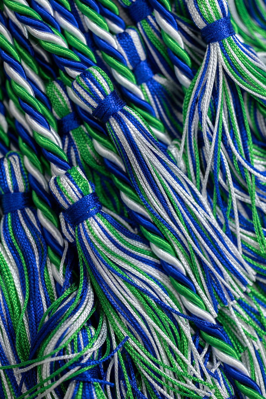 Emerald, Royal Blue, White Graduation cord, Honor Cord
