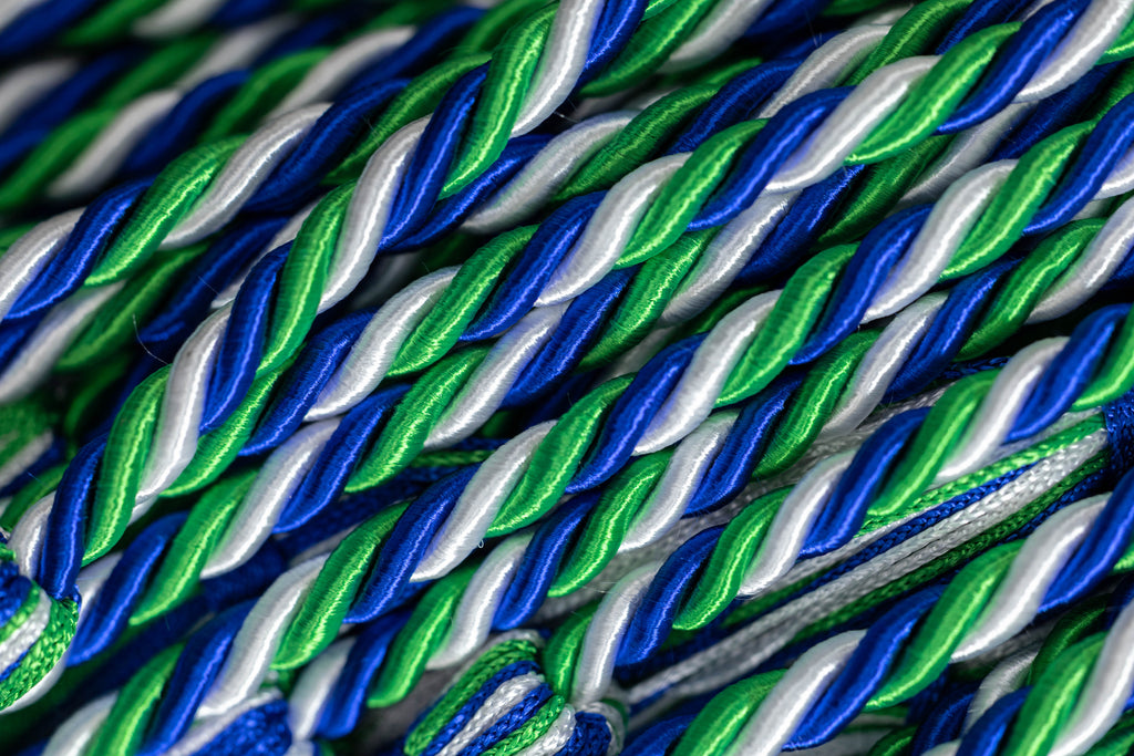 Emerald, Royal Blue, White Graduation cord, Honor Cord