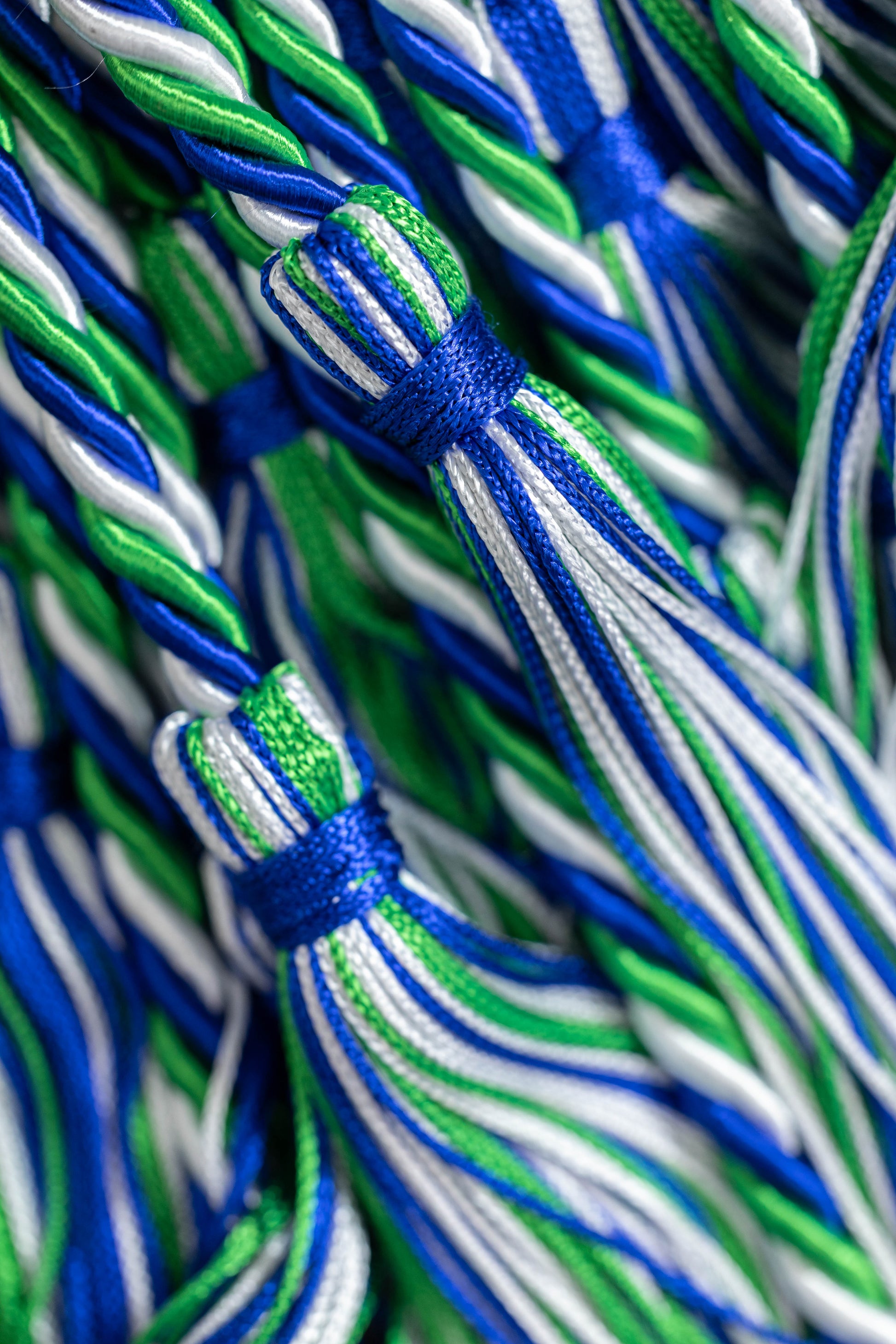 Emerald, Royal Blue, White Graduation cord, Honor Cord