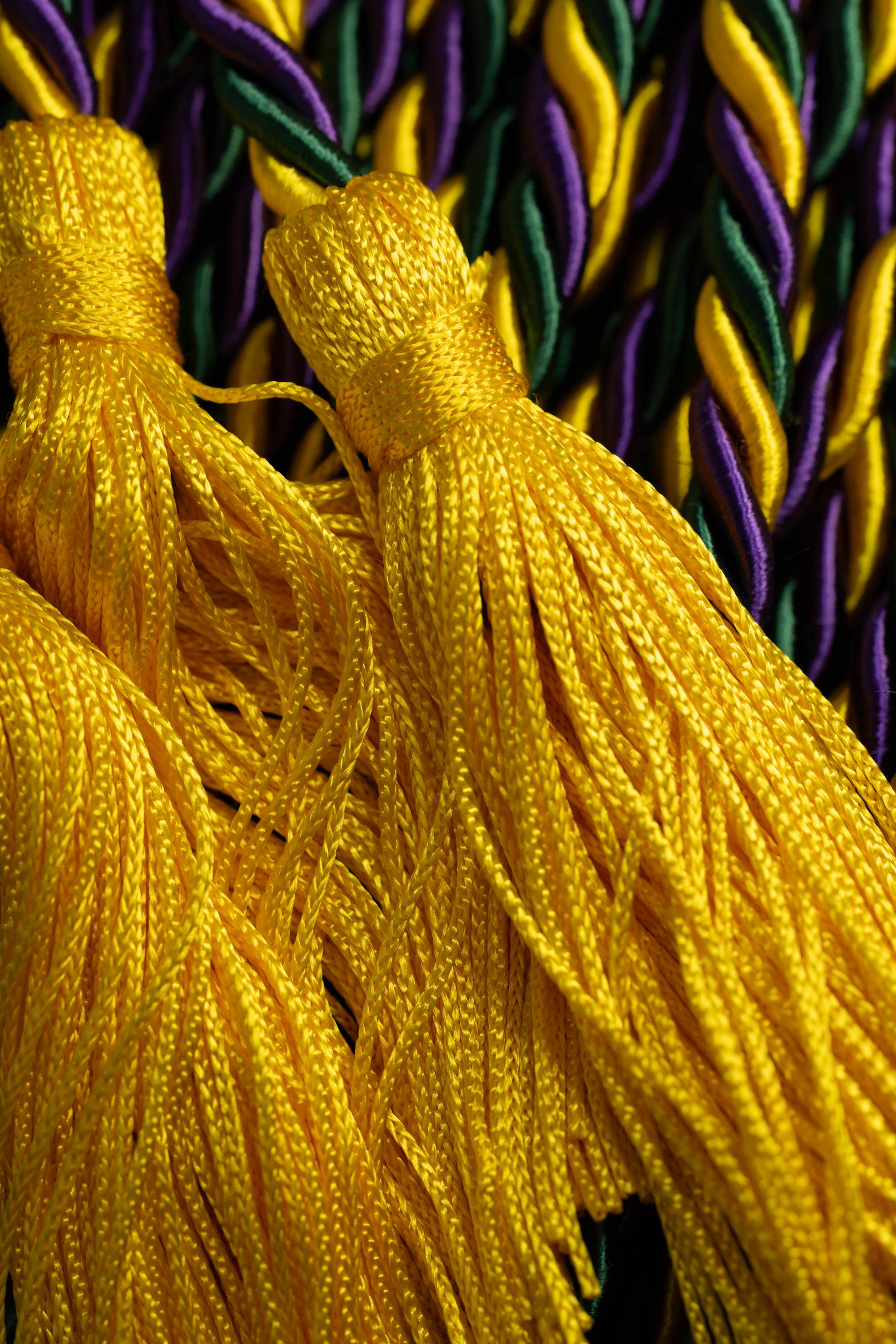 GOLD, GREEN, PURPLE WITH GOLD TASSEL GRADUATION CORD, HONOR CORD