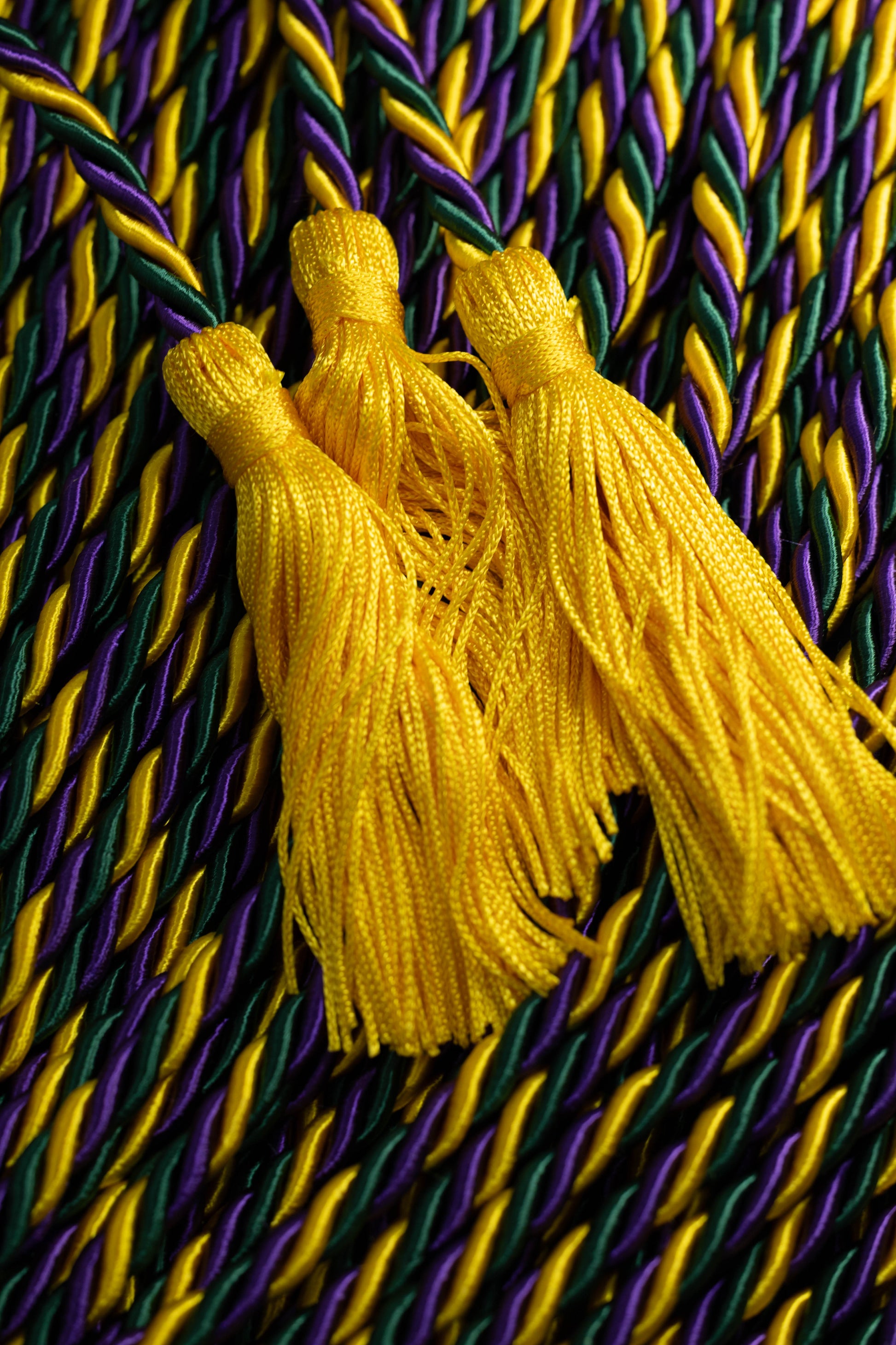 GOLD, GREEN, PURPLE WITH GOLD TASSEL GRADUATION CORD, HONOR CORD