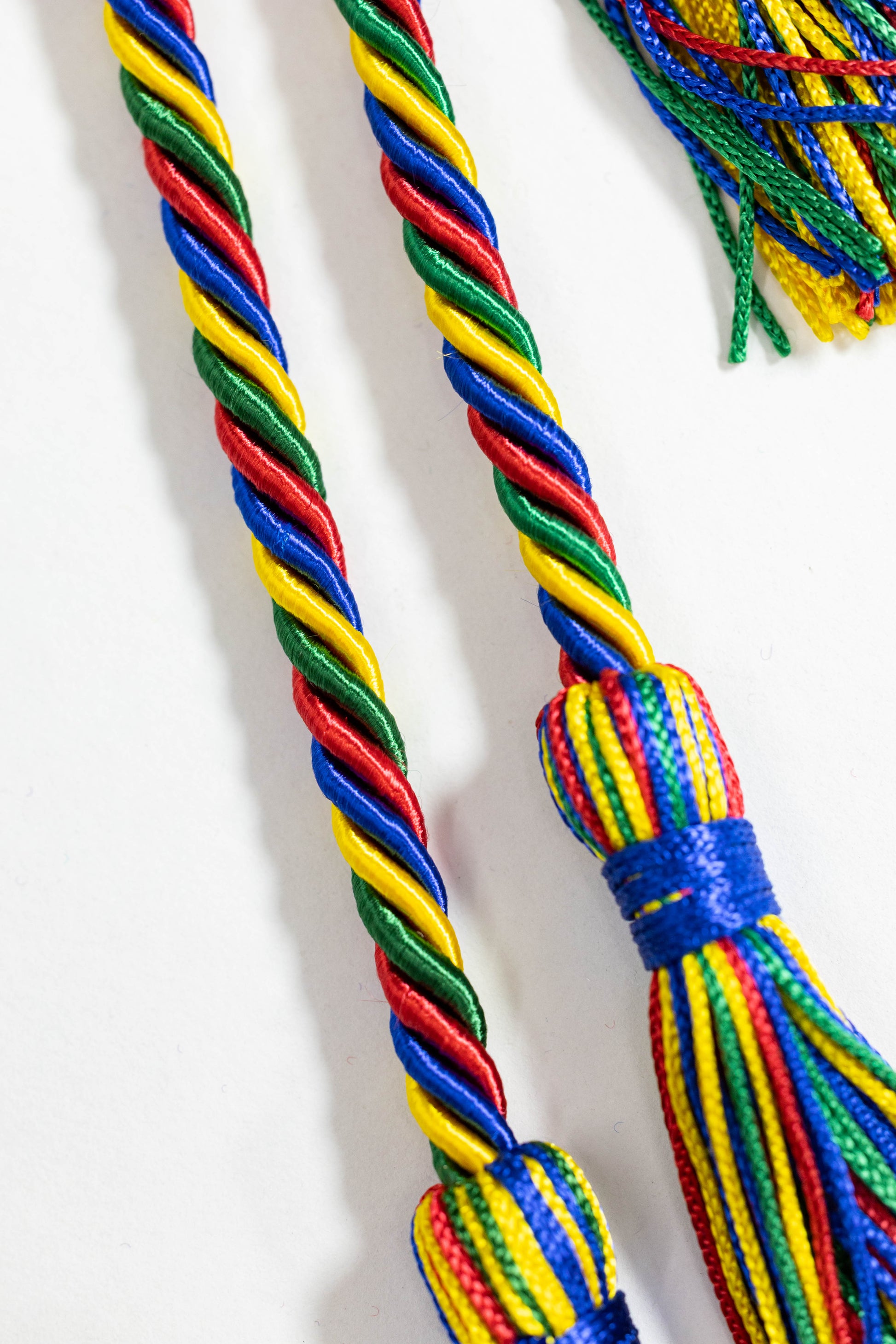 Gold, Green, Red, Royal Blue Graduation cord, Honor Cord