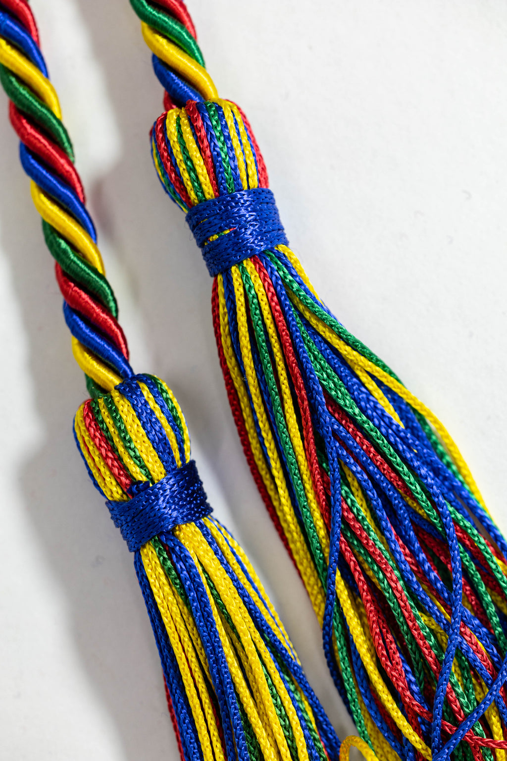 Gold, Green, Red, Royal Blue Graduation cord, Honor Cord