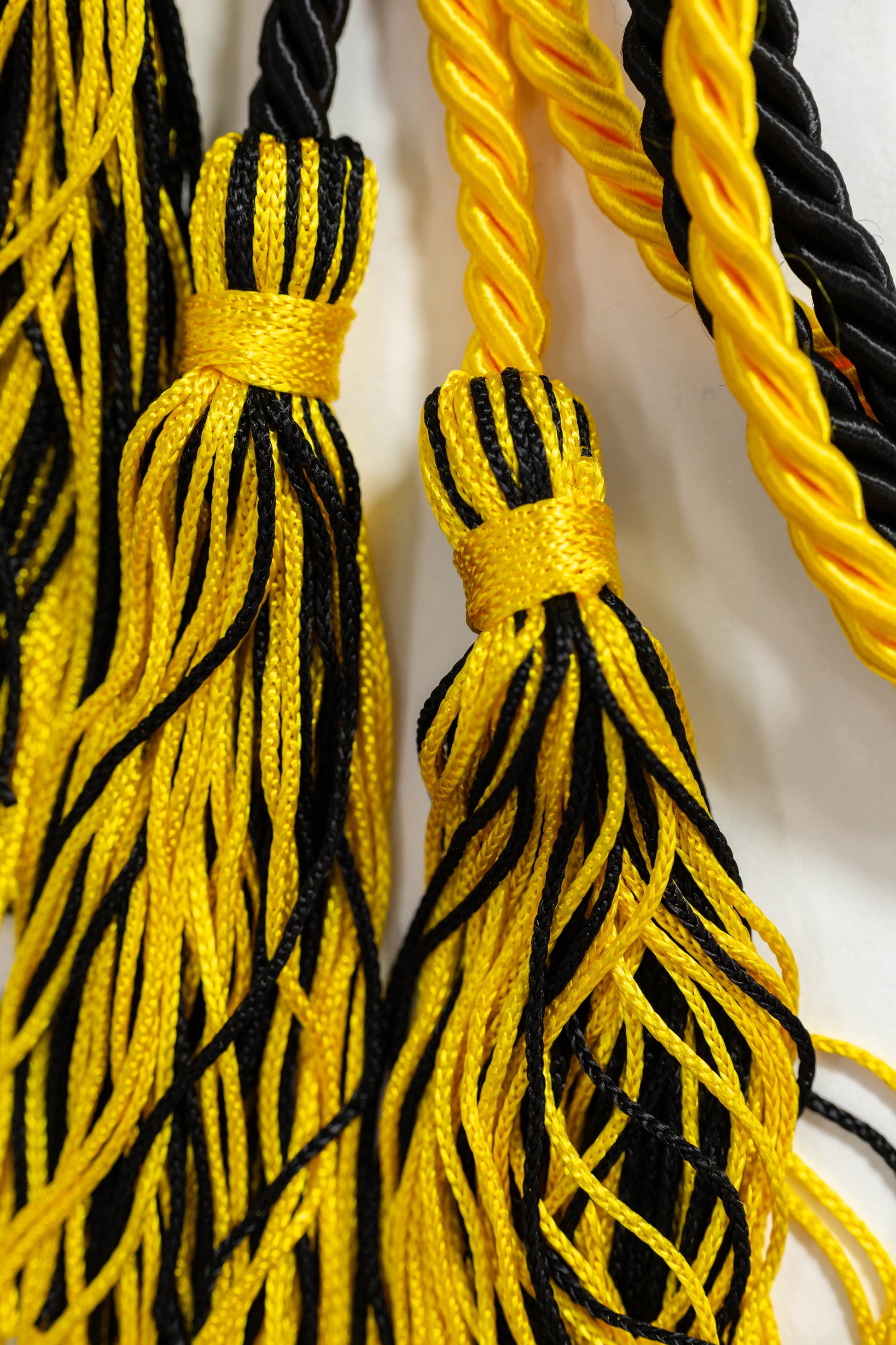 GOLD TIED TO BLACK WITH MIXED TASSEL GRADUATION CORD, HONOR CORD