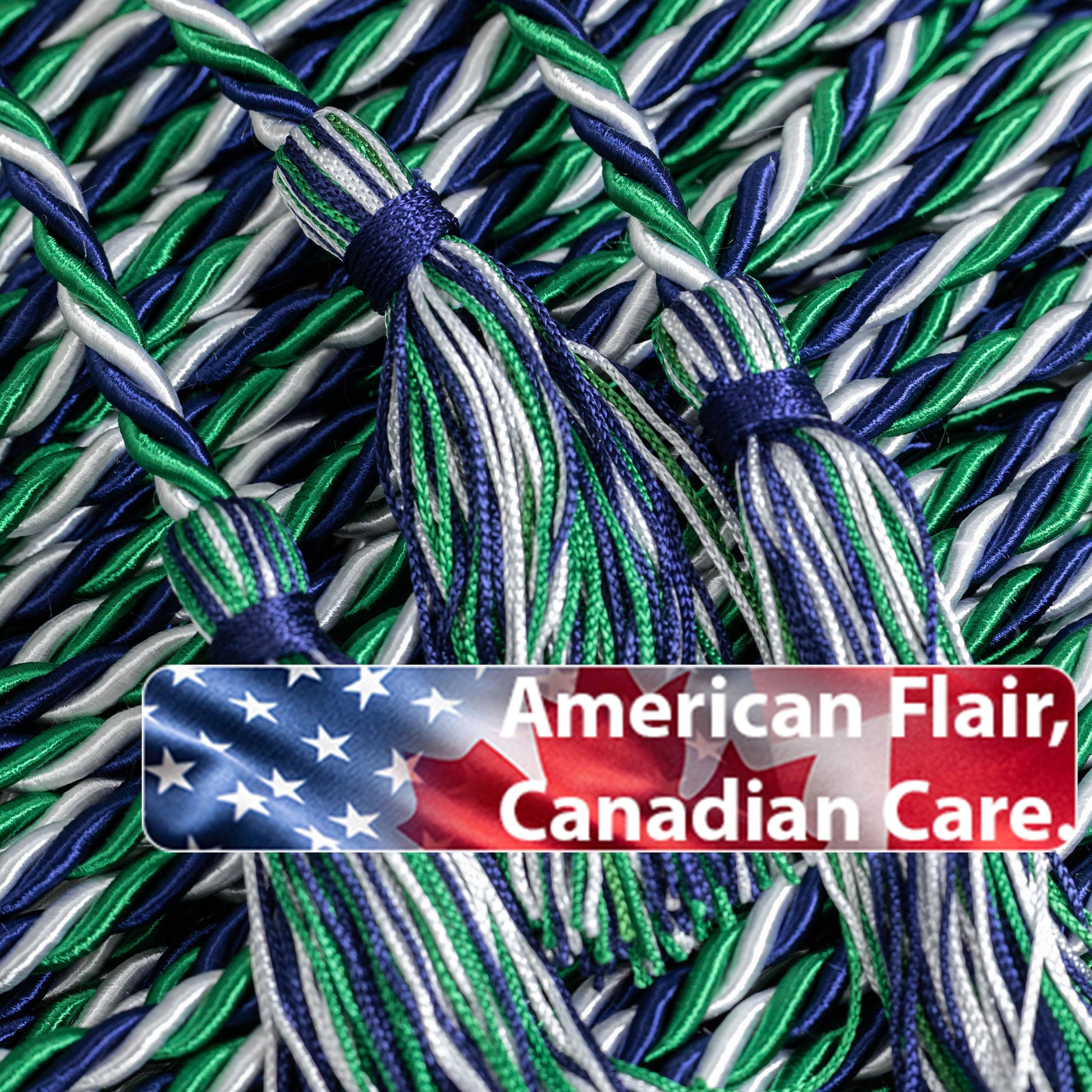 Green, Navy, White Graduation Honor Cord