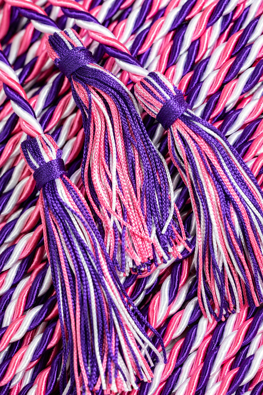 HOT PINK, PURPLE, WHITE GRADUATION CORD, HONOR CORD