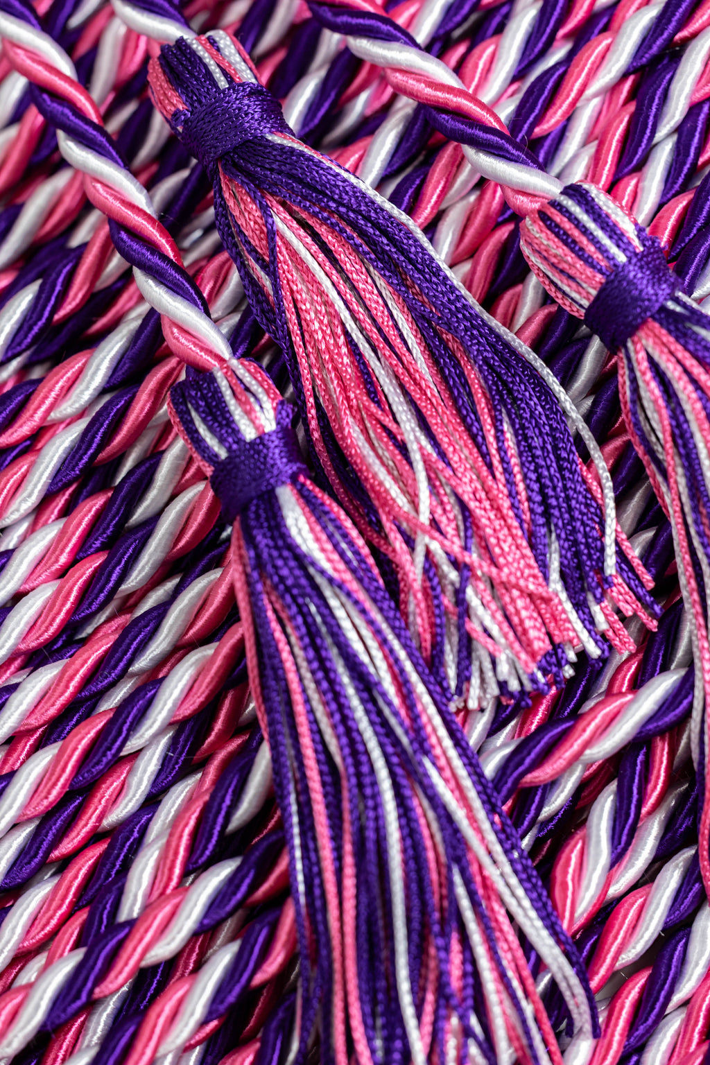 HOT PINK, PURPLE, WHITE GRADUATION CORD, HONOR CORD