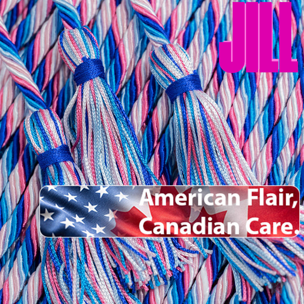 ROYAL BLUE, PEACOCK, HOT PINK, LIGHT BLUE, WHITE GRADUATION CORD, HONOR CORD | JILL