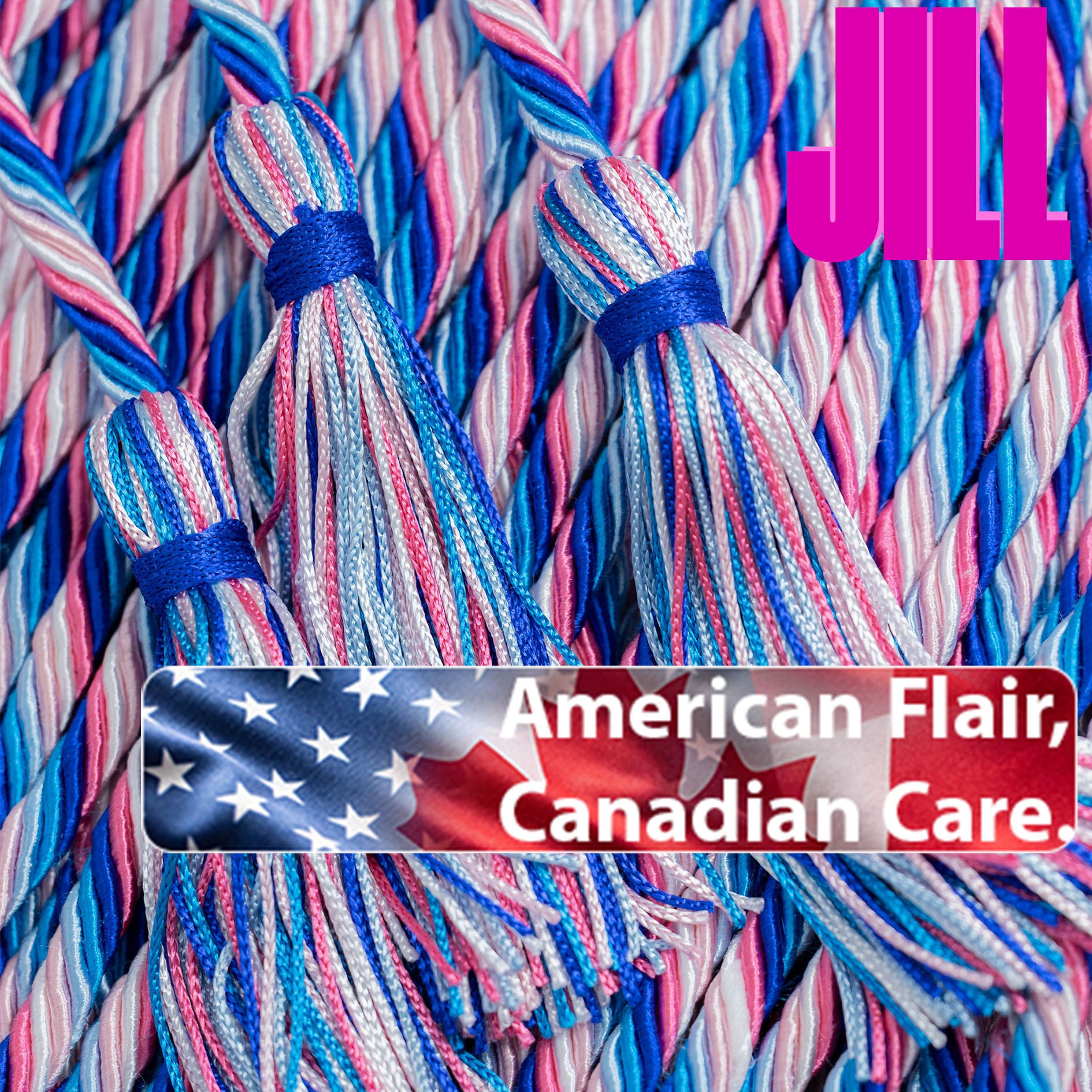 ROYAL BLUE, PEACOCK, HOT PINK, LIGHT BLUE, WHITE GRADUATION CORD, HONOR CORD | JILL