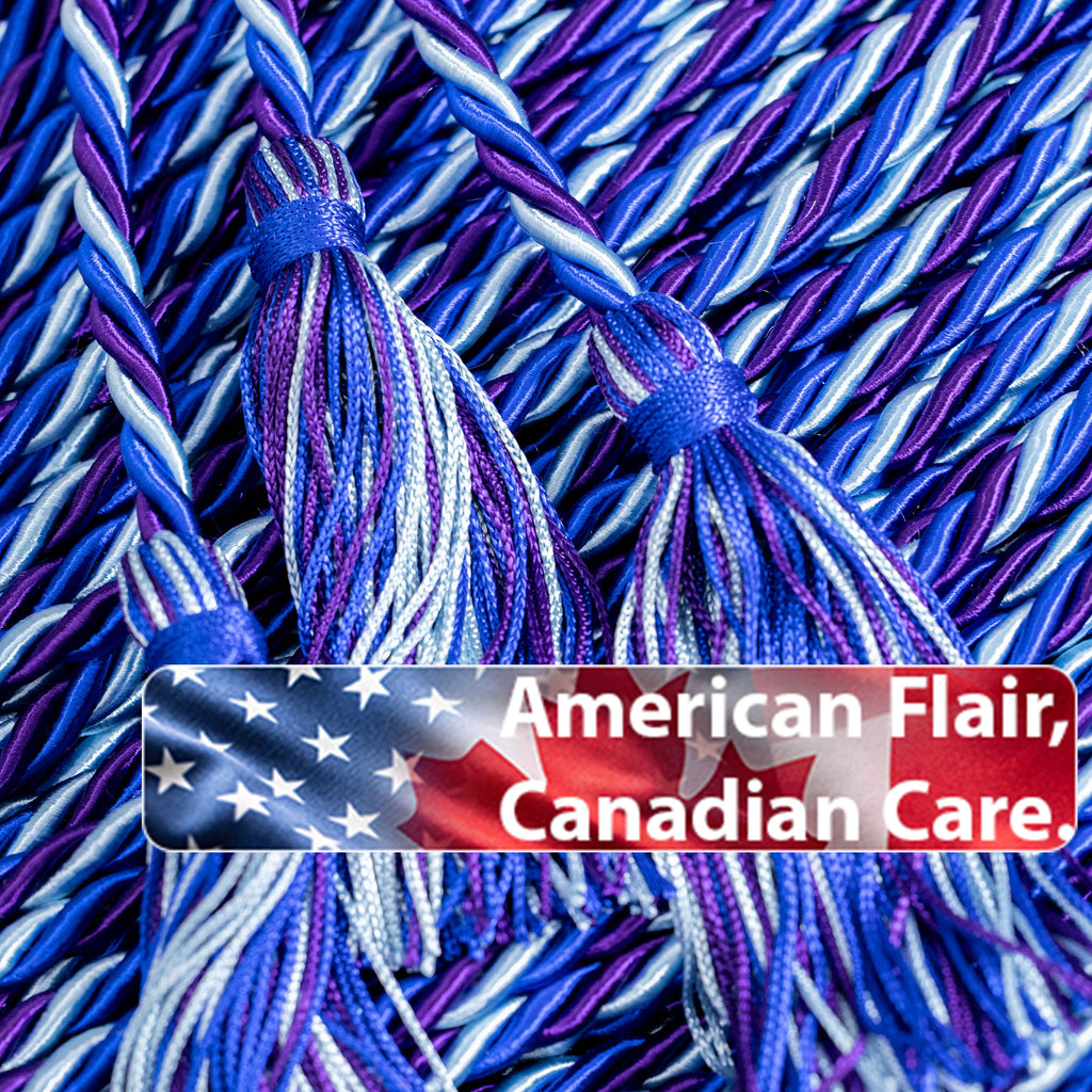 Royal Blue, Light Blue, Purple Graduation cord, Honor Cord