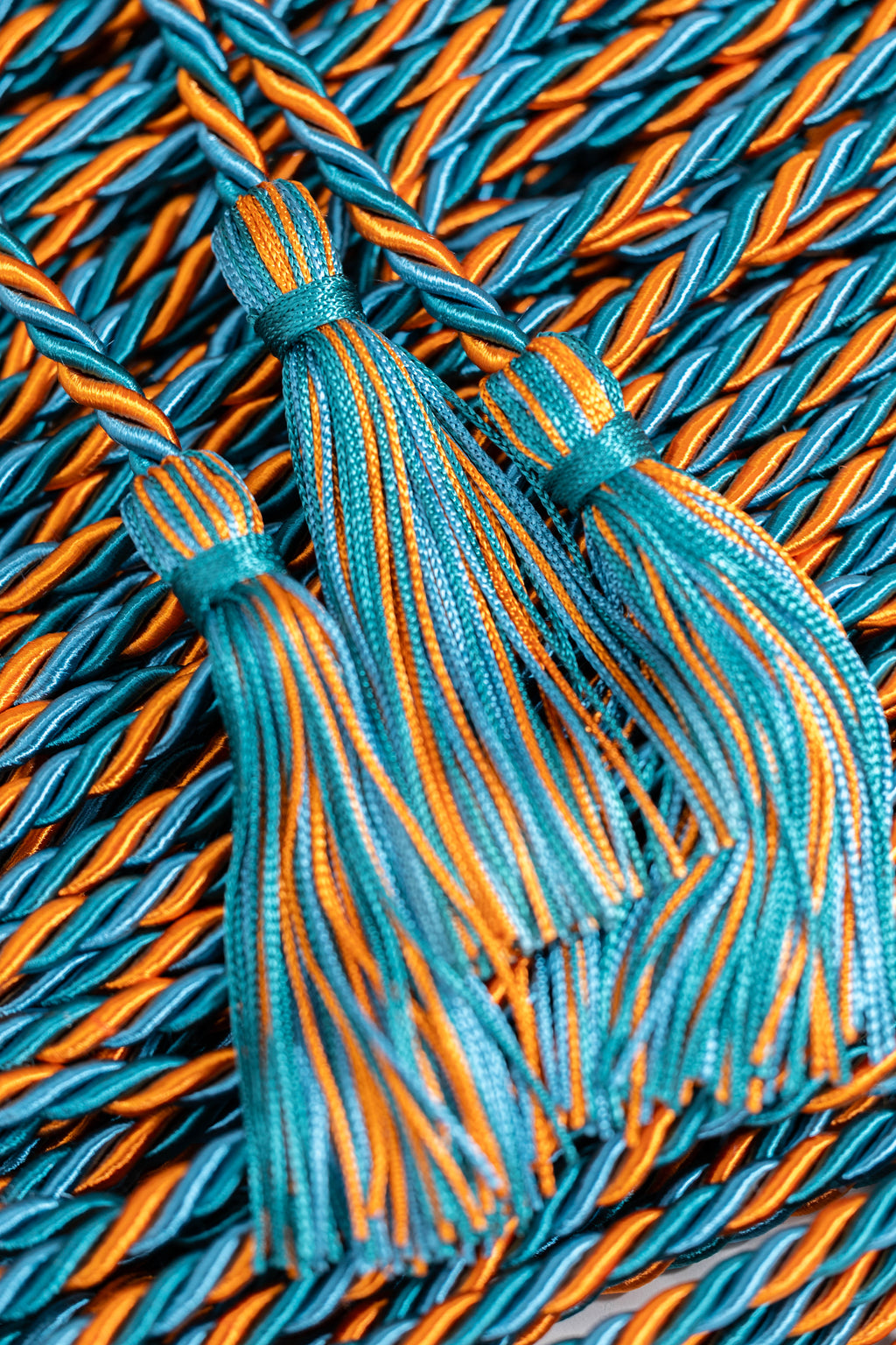 Ming Blue, Orange, Teal Graduation Cord Honor Cord