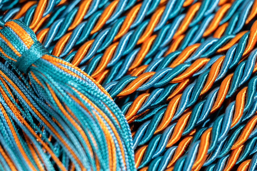 Ming Blue, Orange, Teal Graduation Cord Honor Cord
