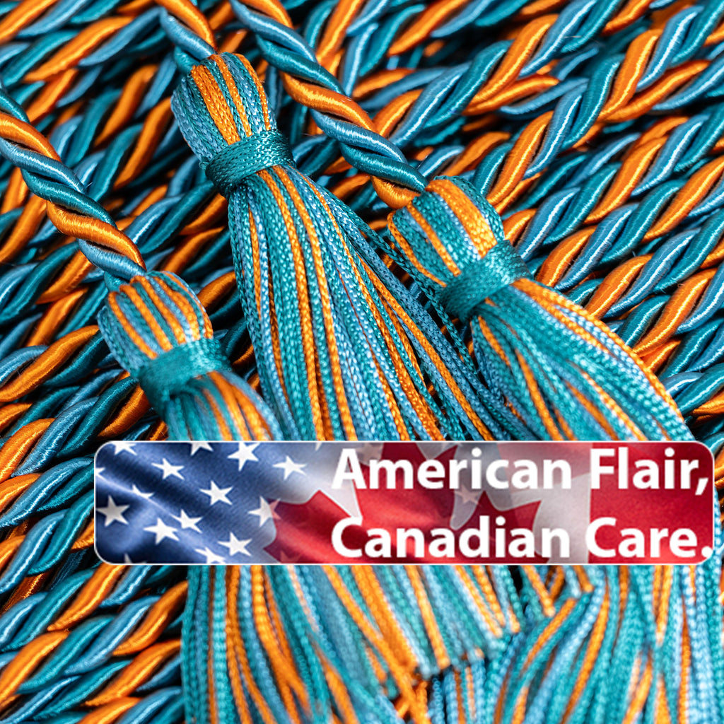 Ming Blue, Orange, Teal Graduation Cord Honor Cord