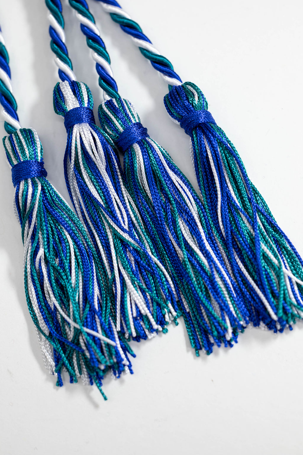 Royal Blue, Teal, White Graduation Honor Cord