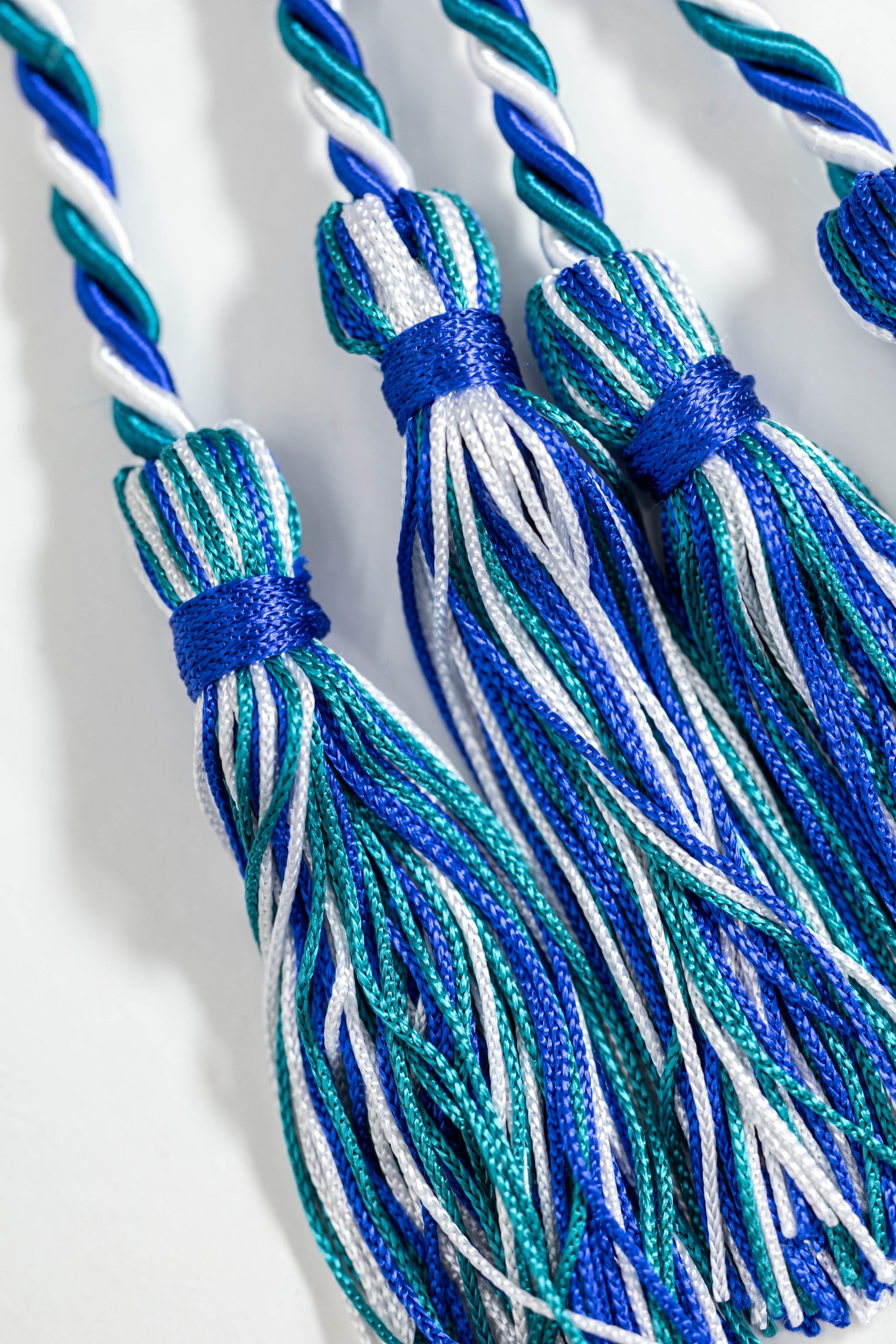 Royal Blue, Teal, White Graduation Honor Cord