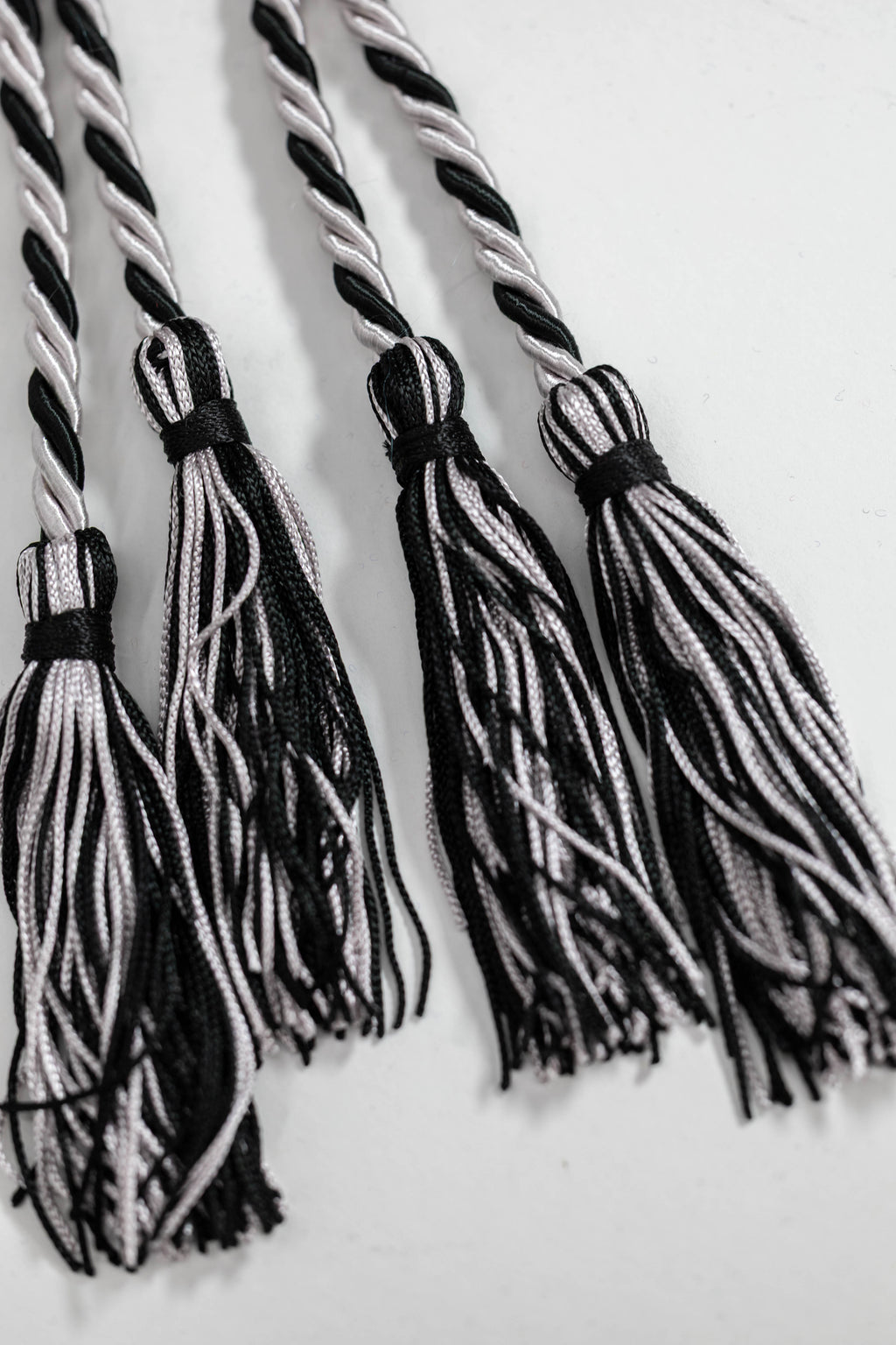 SILVER, SILVER, BLACK GRADUATION CORD, HONOR CORD