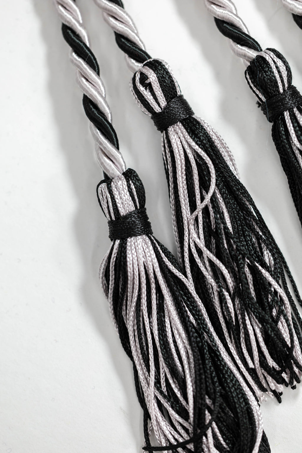 SILVER, SILVER, BLACK GRADUATION CORD, HONOR CORD