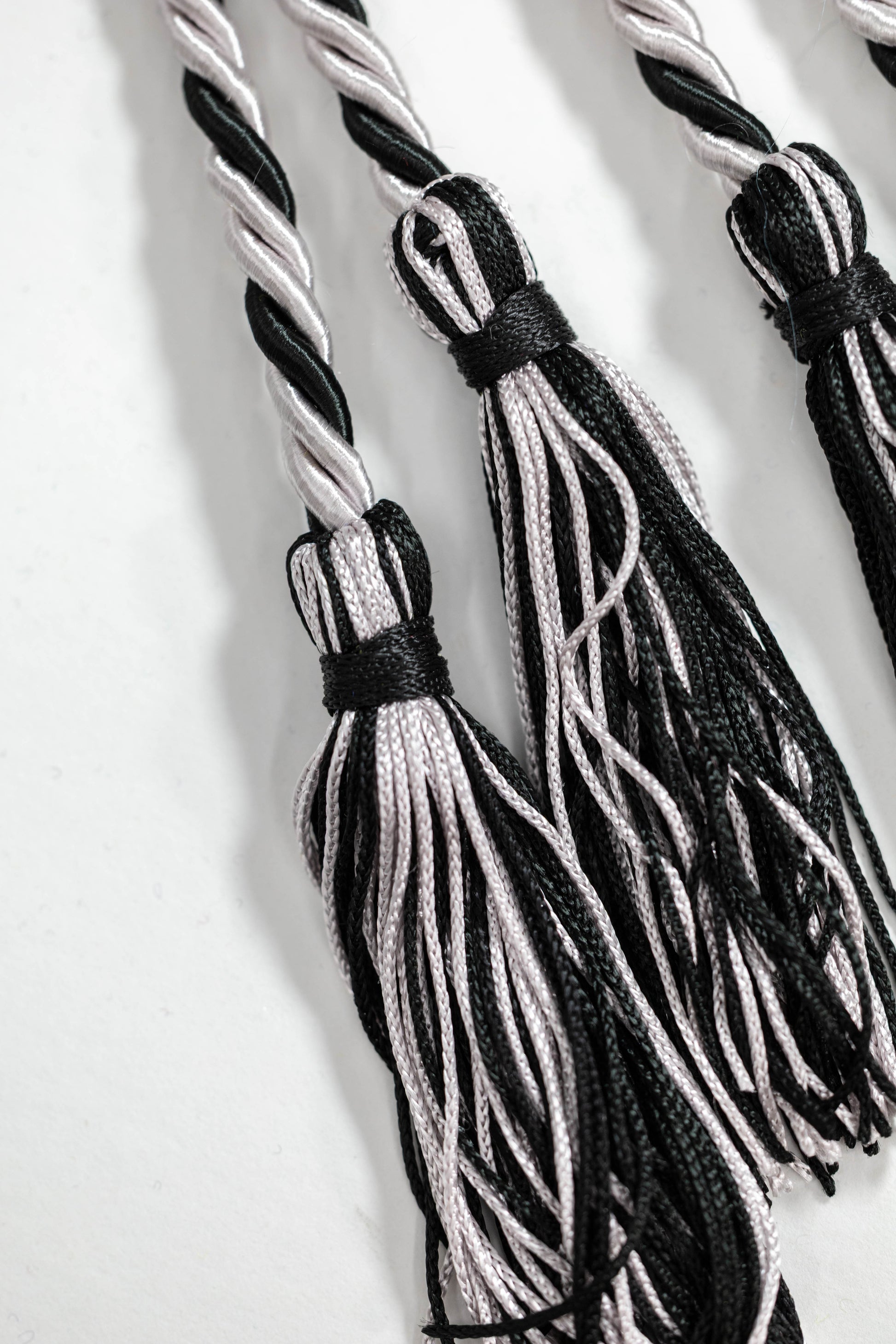 SILVER, SILVER, BLACK GRADUATION CORD, HONOR CORD