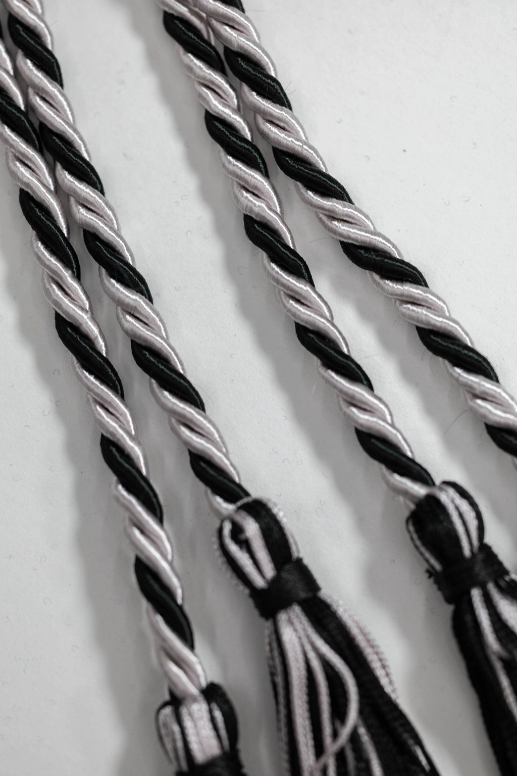 SILVER, SILVER, BLACK GRADUATION CORD, HONOR CORD