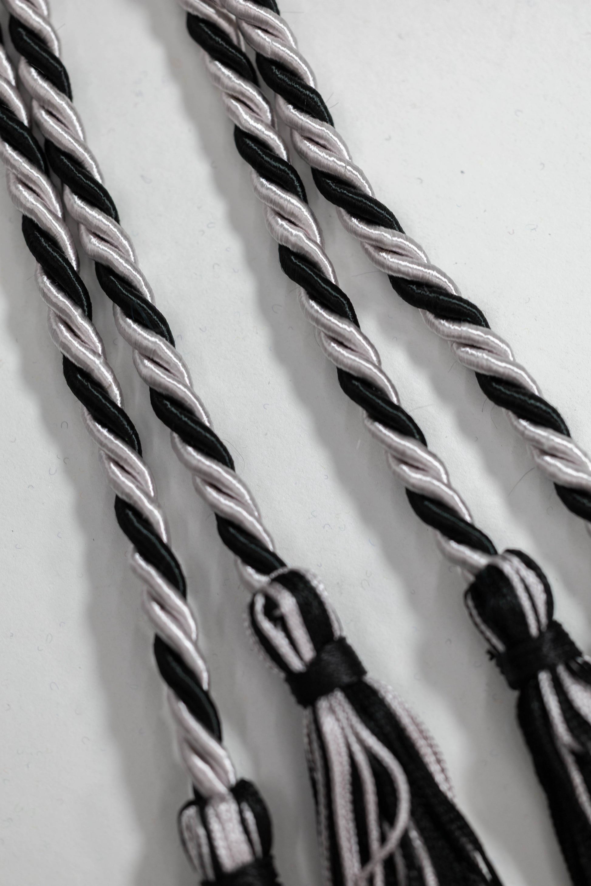SILVER, SILVER, BLACK GRADUATION CORD, HONOR CORD