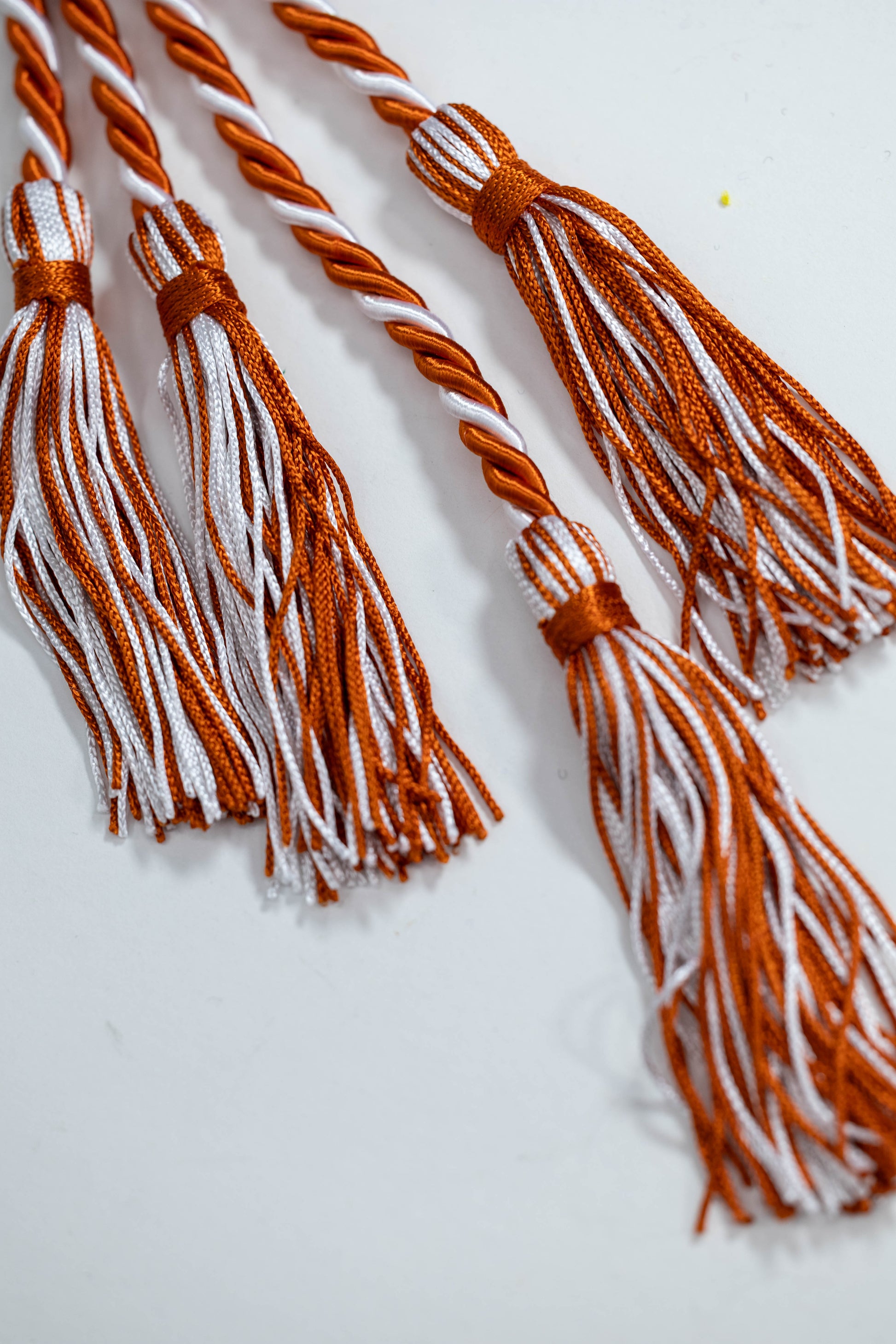 TEXAS ORANGE, TEXAS ORANGE, WHITE GRADUATION CORD, HONOR CORD