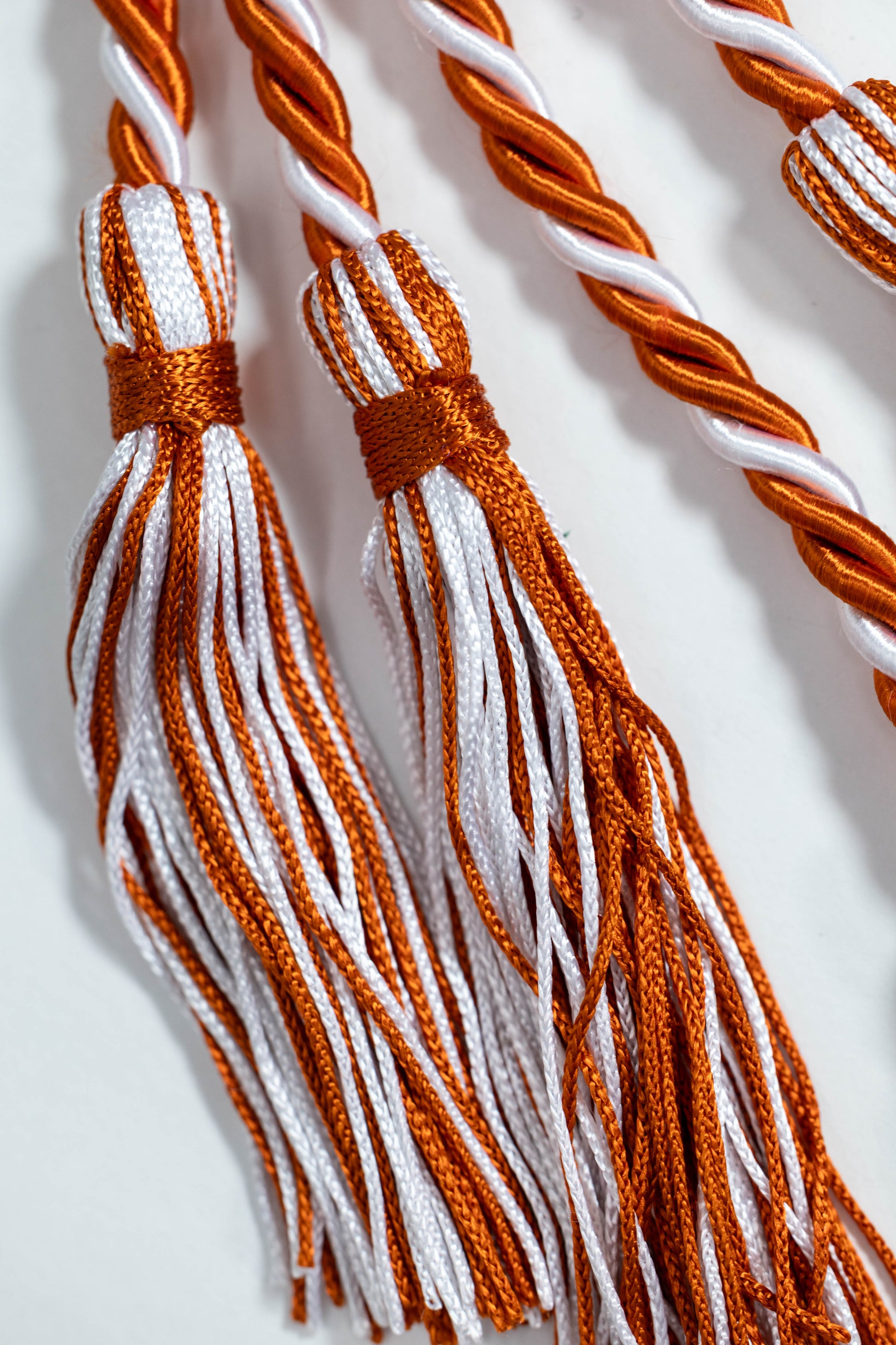 TEXAS ORANGE, TEXAS ORANGE, WHITE GRADUATION CORD, HONOR CORD