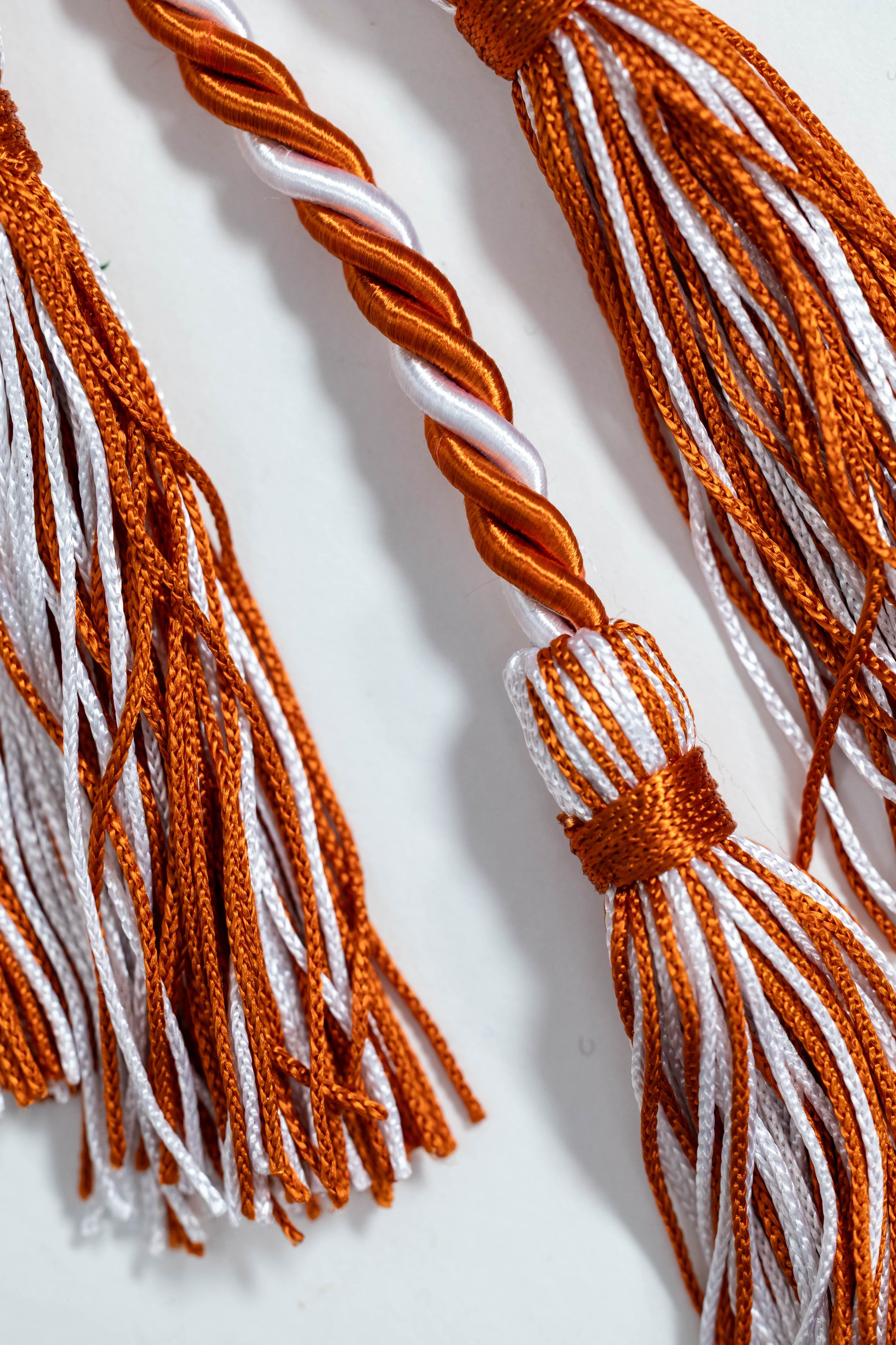 TEXAS ORANGE, TEXAS ORANGE, WHITE GRADUATION CORD, HONOR CORD