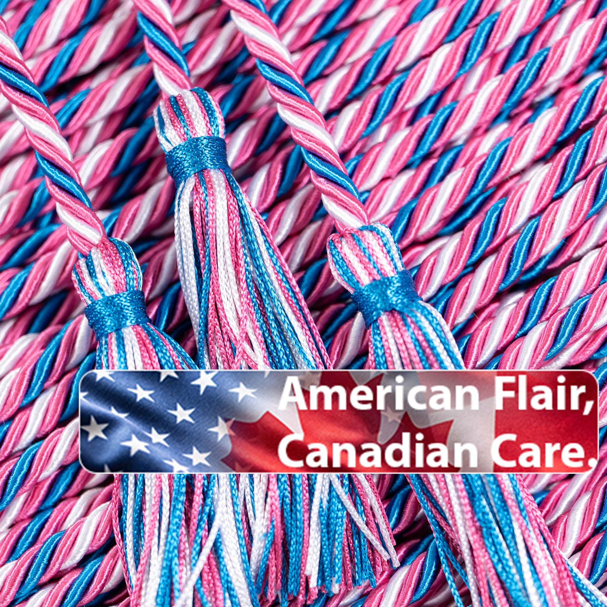 Trans Pride, Peacock, Hot Pink, White, Hot Pink GRADUATION CORD, HONOR CORD