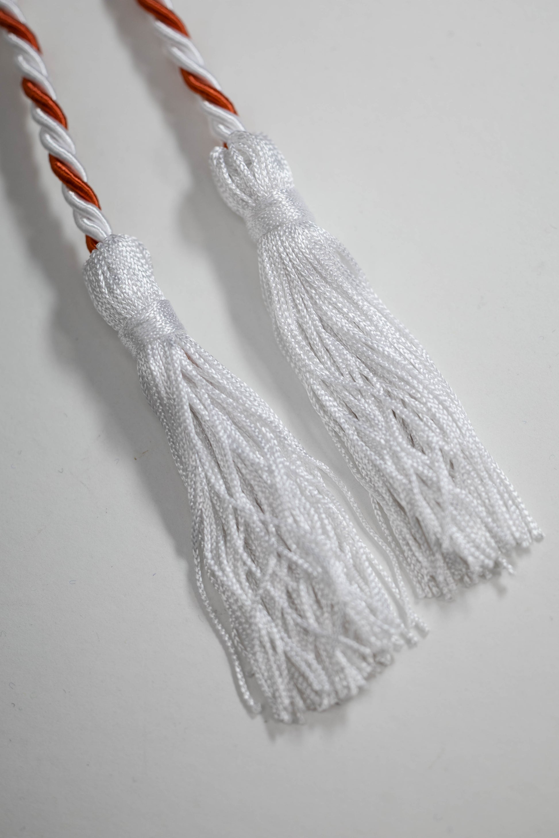 White, White, Burnt Orange Whit white tassel Graduation cord, Honor Cord