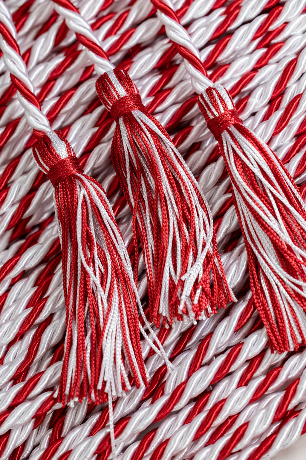 WHITE, RED, RED GRADUATION CORD, HONOR CORD