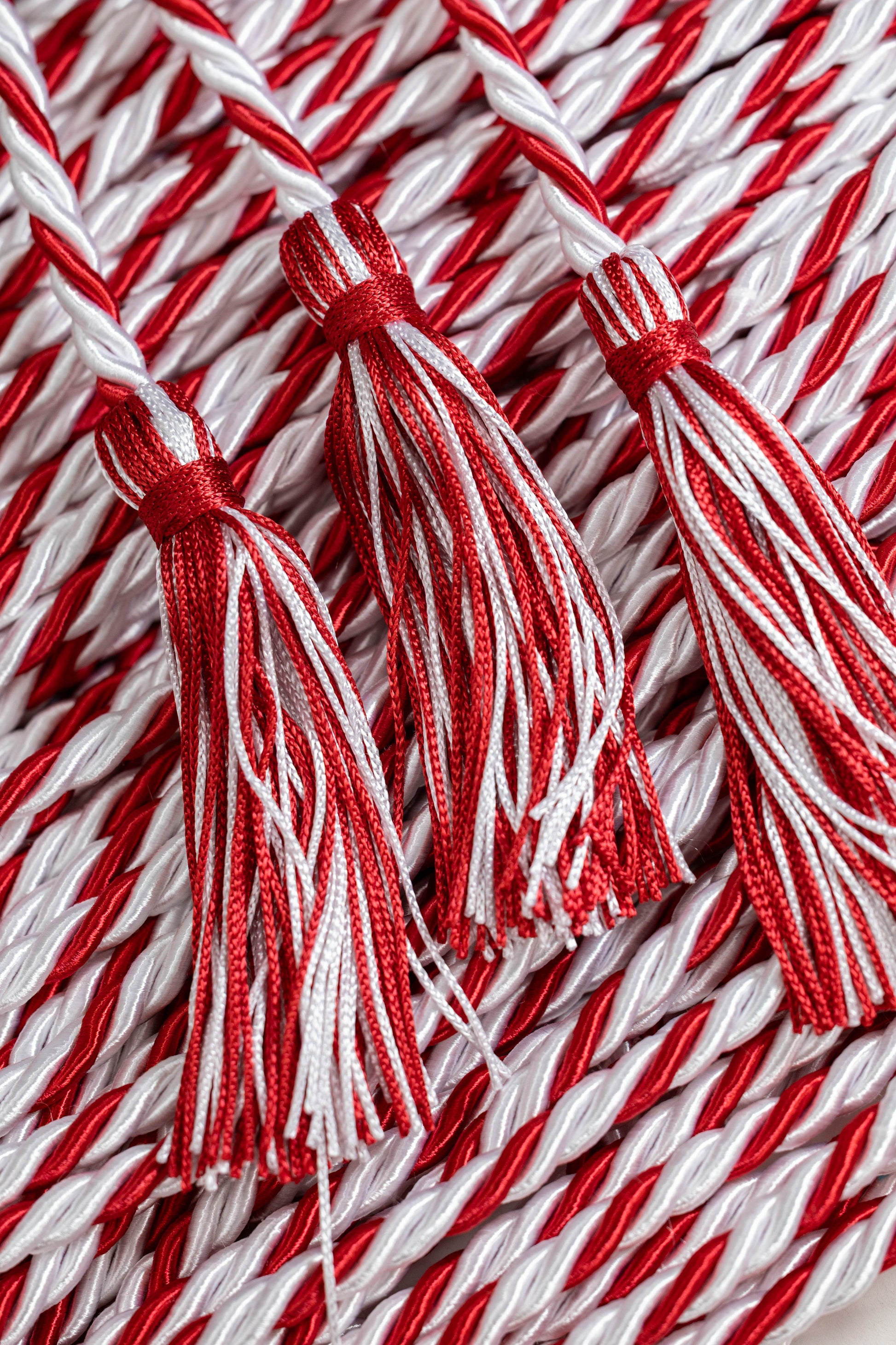 WHITE, RED, RED GRADUATION CORD, HONOR CORD