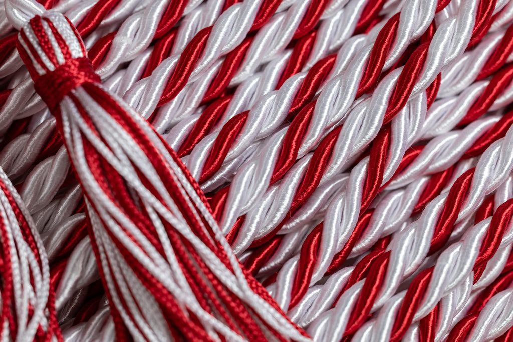 WHITE, RED, RED GRADUATION CORD, HONOR CORD