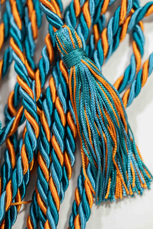 Ming Blue, Orange, Teal Graduation Cord Honor Cord