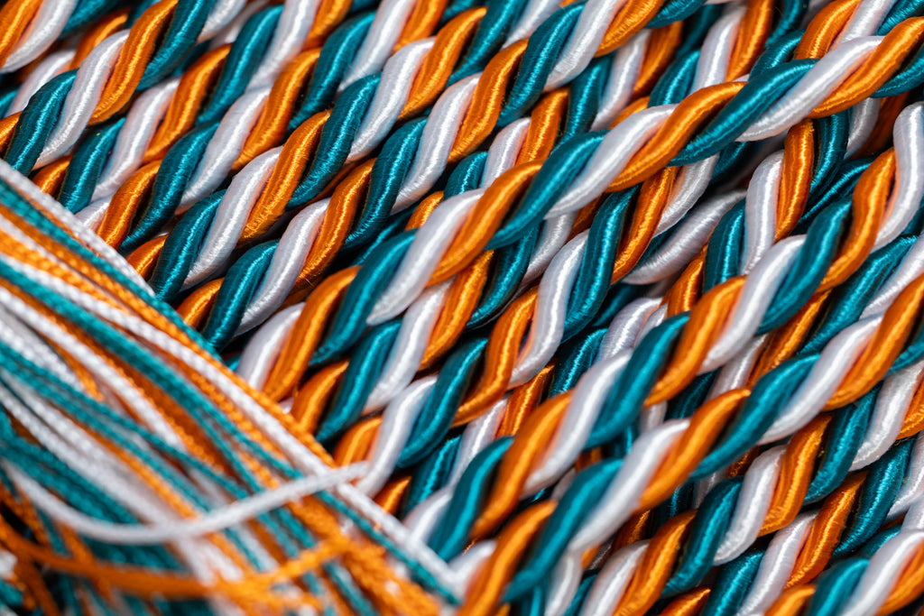 ORANGE,TEAL, WHITE GRADUATION CORD, HONOR CORD