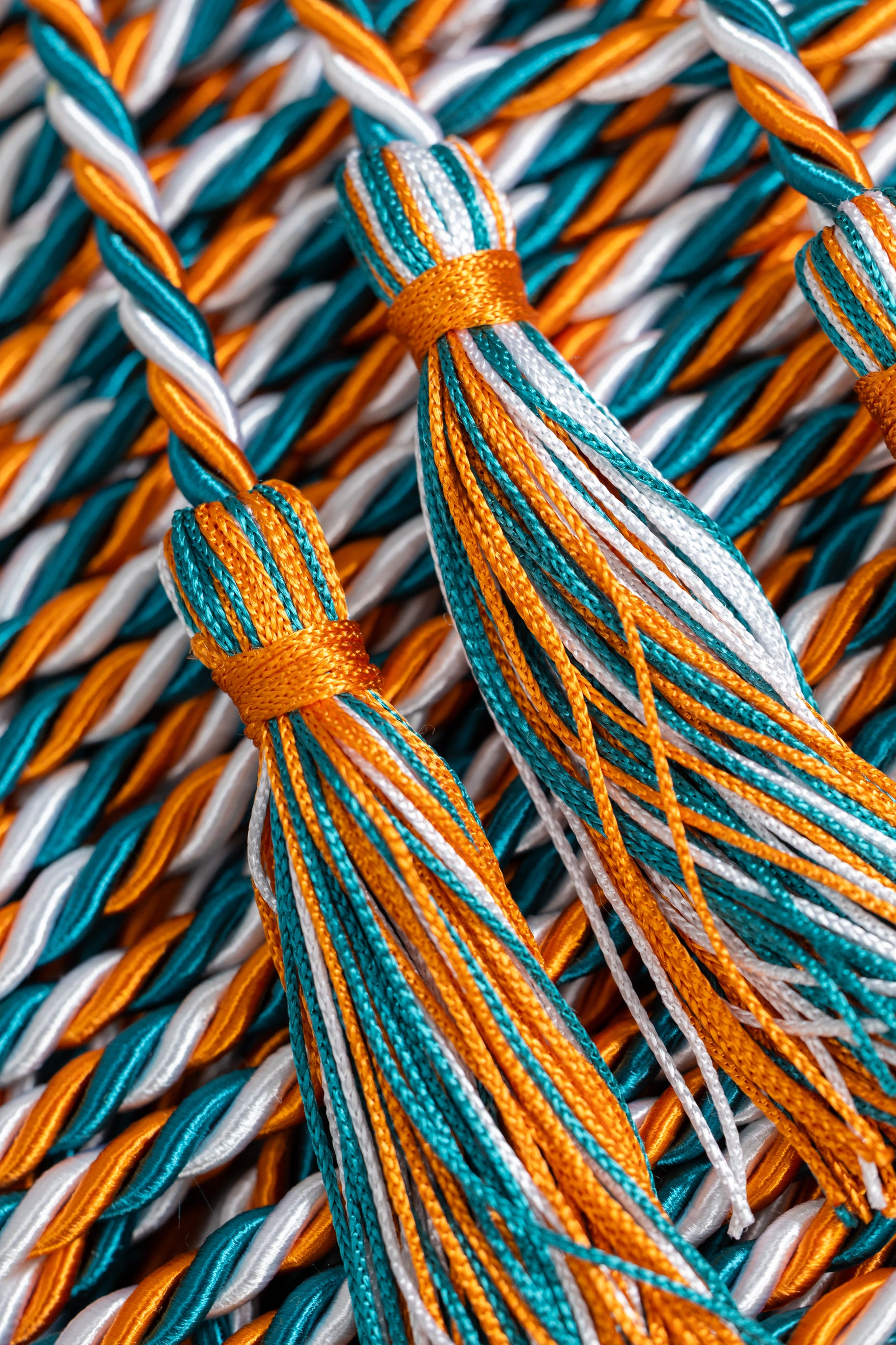 ORANGE,TEAL, WHITE GRADUATION CORD, HONOR CORD