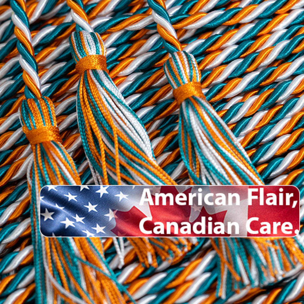 ORANGE,TEAL, WHITE GRADUATION CORD, HONOR CORD