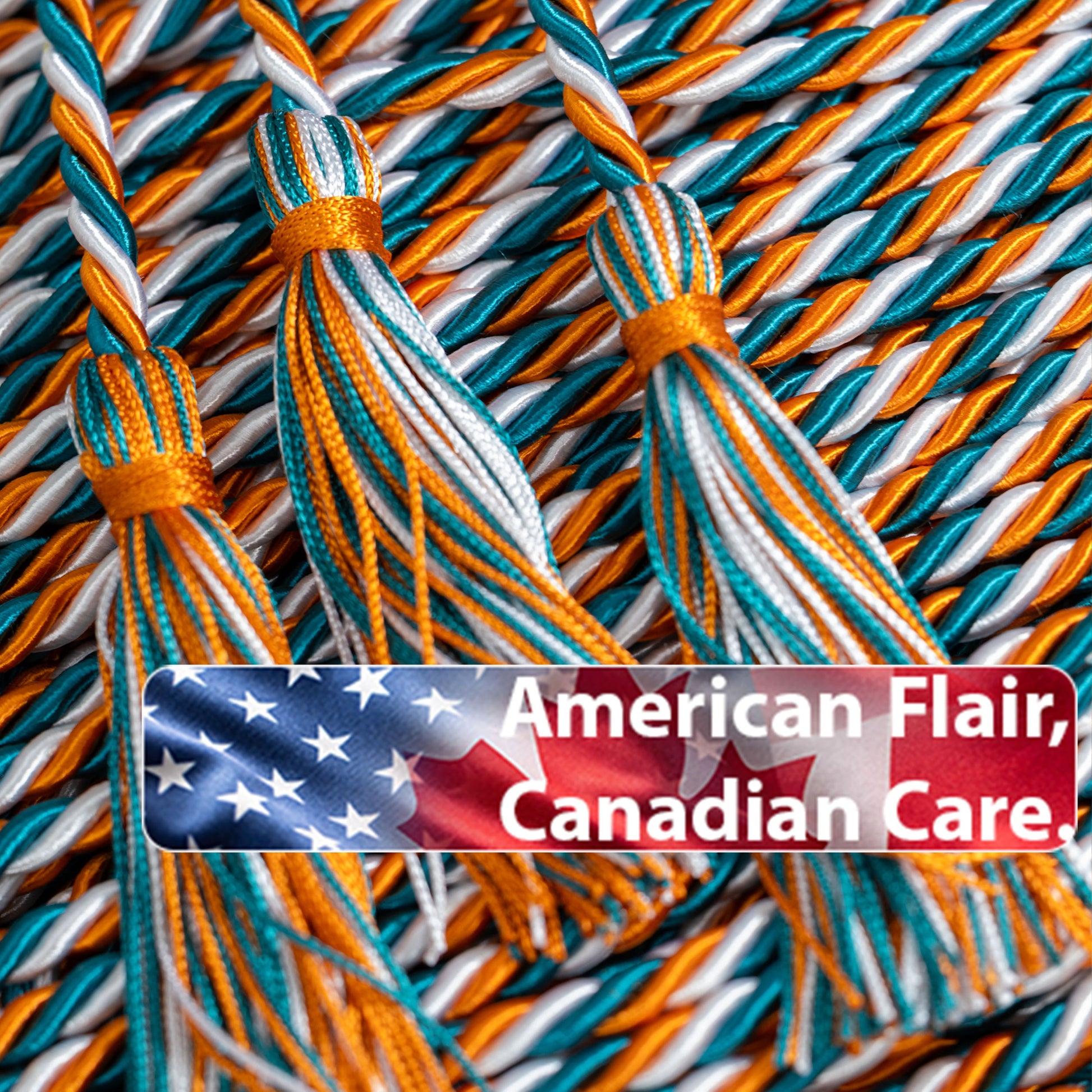 ORANGE,TEAL, WHITE GRADUATION CORD, HONOR CORD