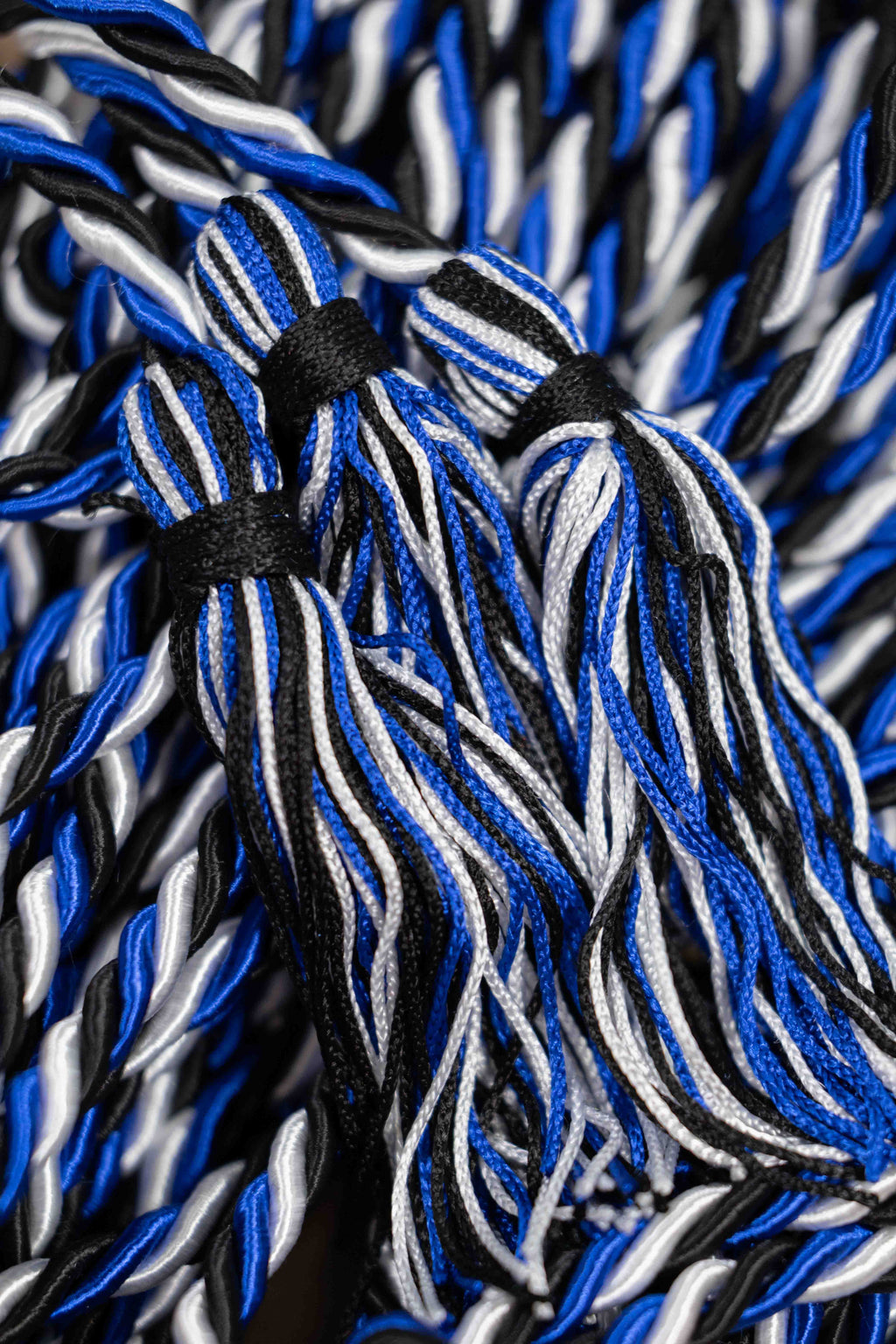 Black, Royal Blue, White Graduation Honor Cord, Twisted Cord